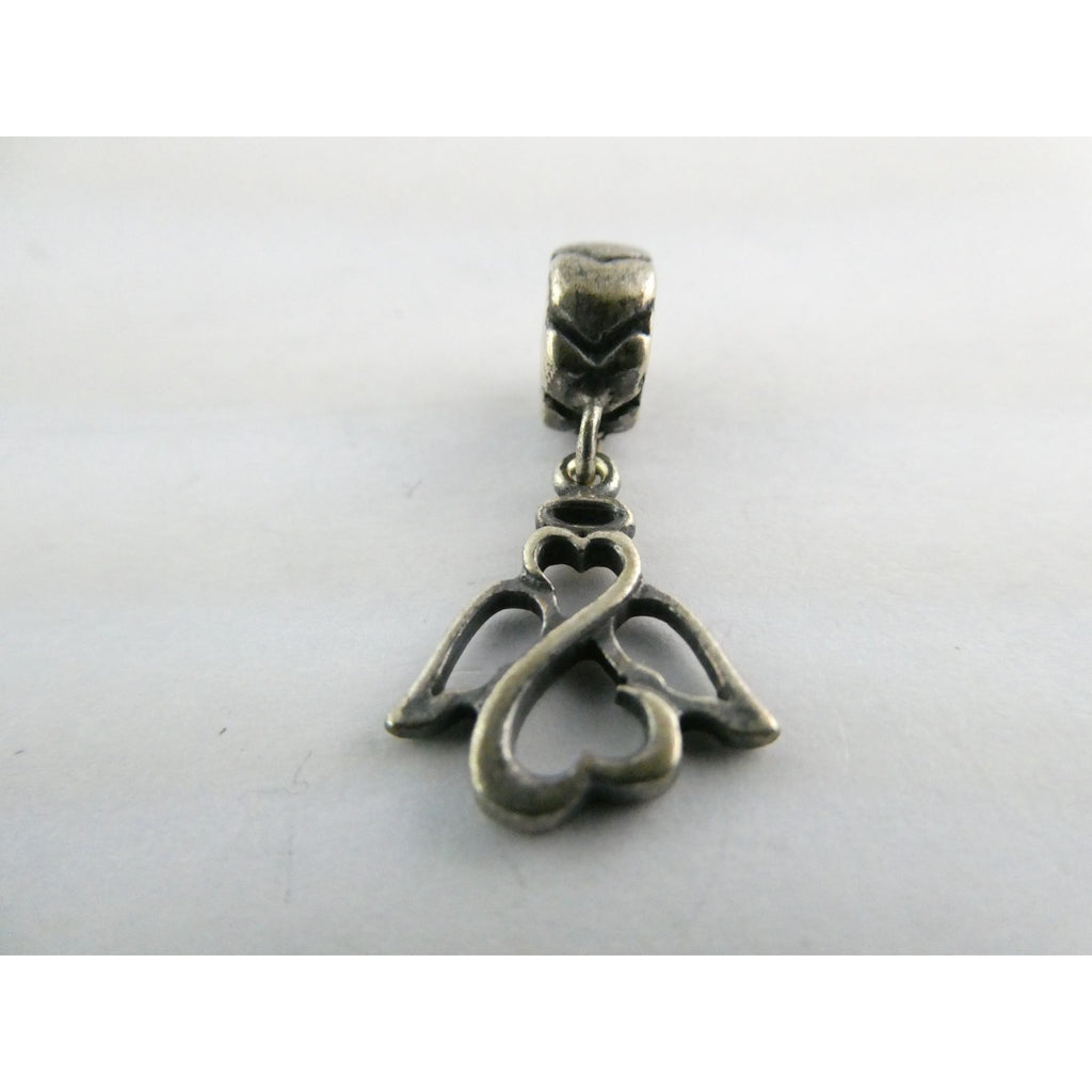 MA Italy Sterling Silver Two Hearts Angel Bead Charm 925 2.3g 24.53mm Length