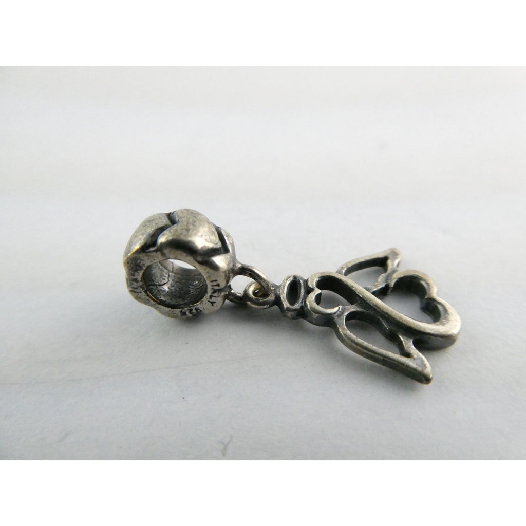 MA Italy Sterling Silver Two Hearts Angel Bead Charm 925 2.3g 24.53mm Length