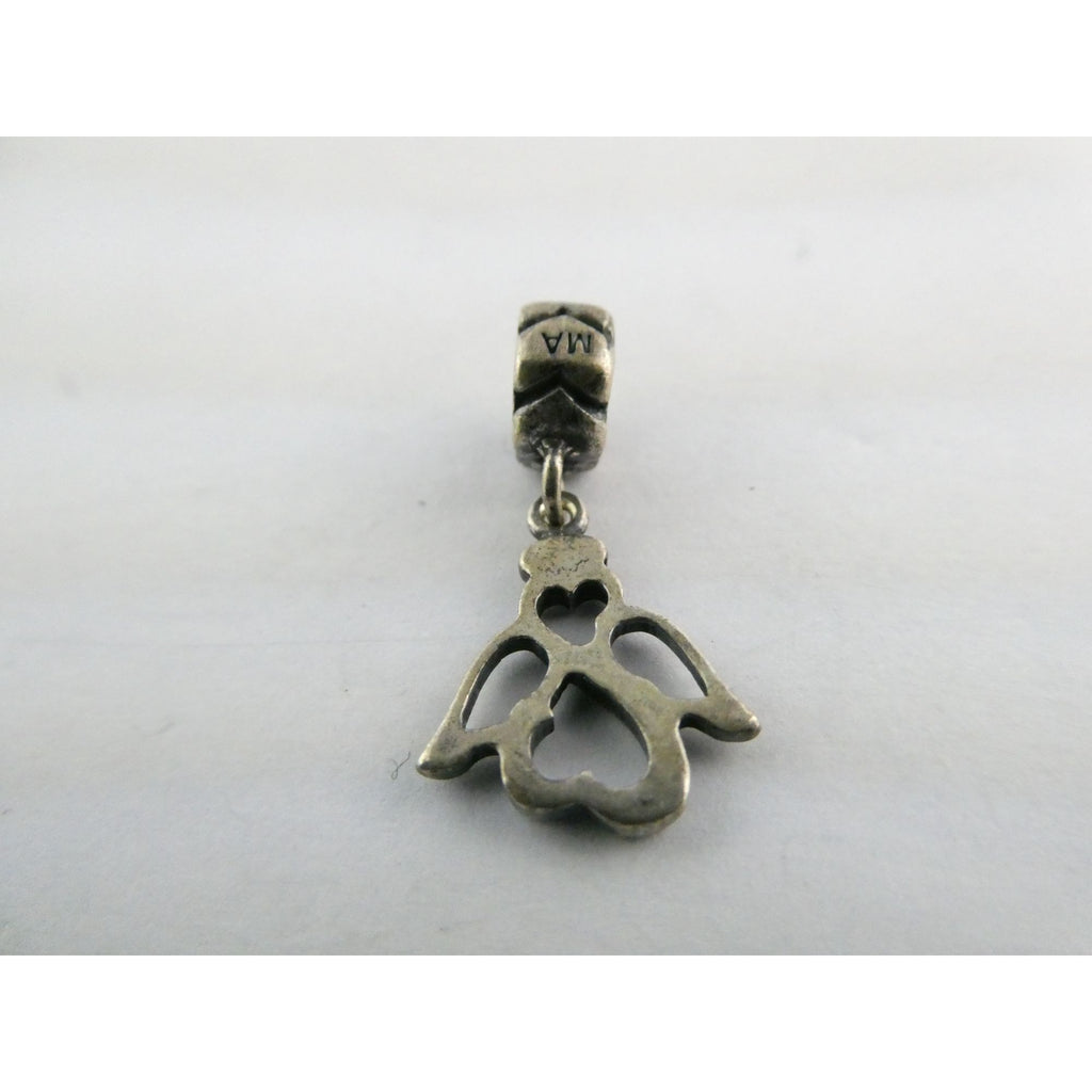 MA Italy Sterling Silver Two Hearts Angel Bead Charm 925 2.3g 24.53mm Length