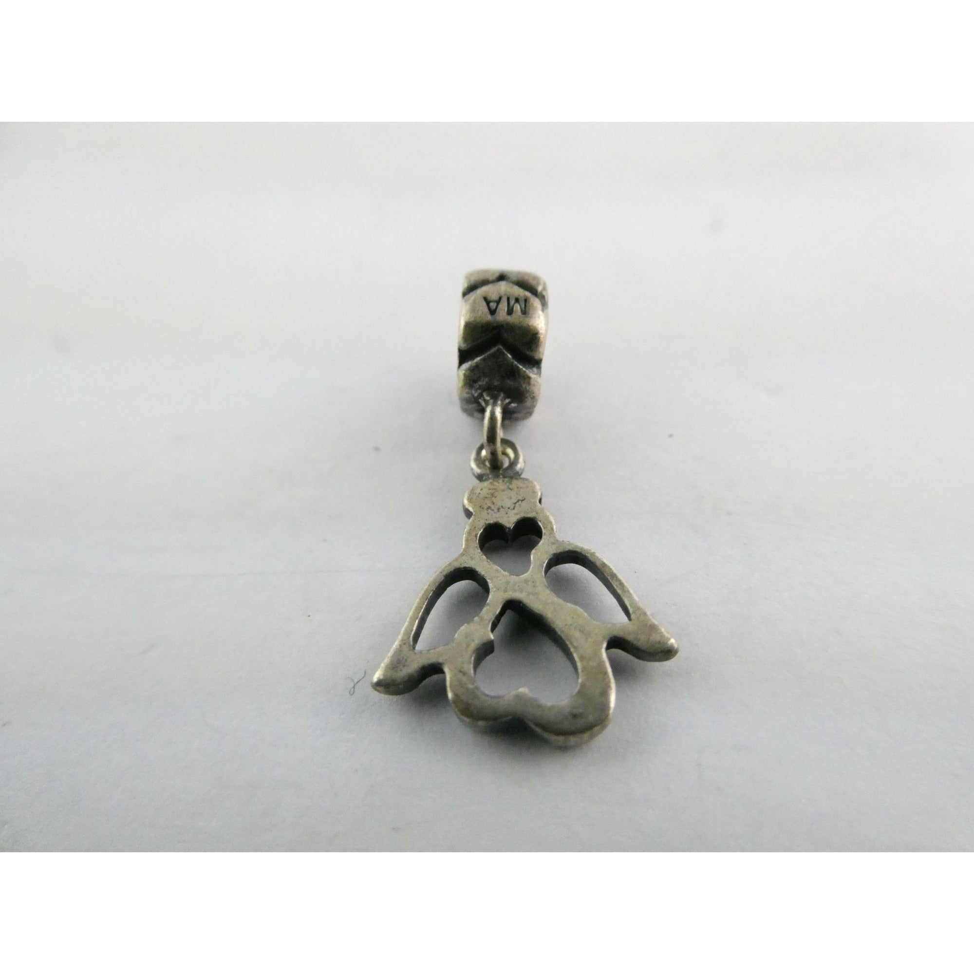 MA Italy Sterling Silver Two Hearts Angel Bead Charm 925 2.3g 24.53mm Length