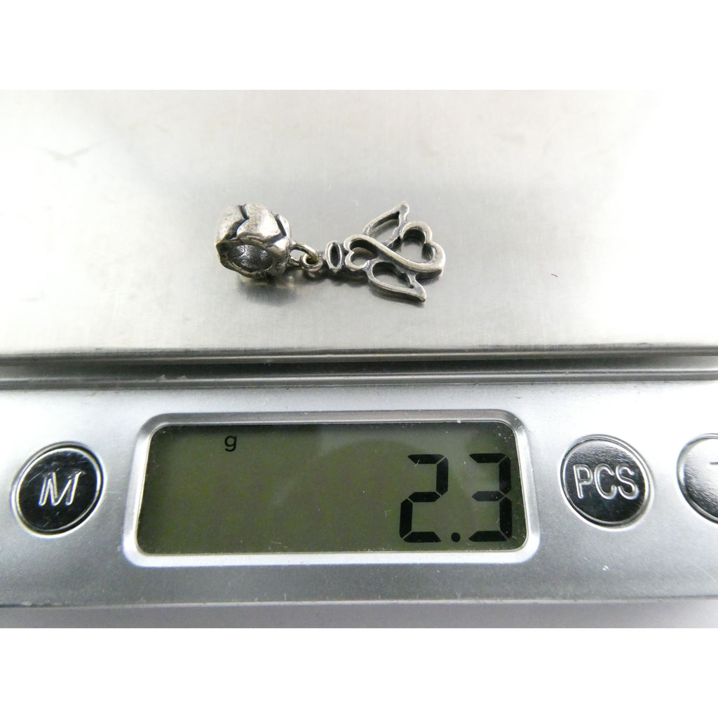 MA Italy Sterling Silver Two Hearts Angel Bead Charm 925 2.3g 24.53mm Length