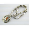 NA Southwestern Zuni Sterling Silver Red Cardinal Navajo Pearls Pendant Necklace