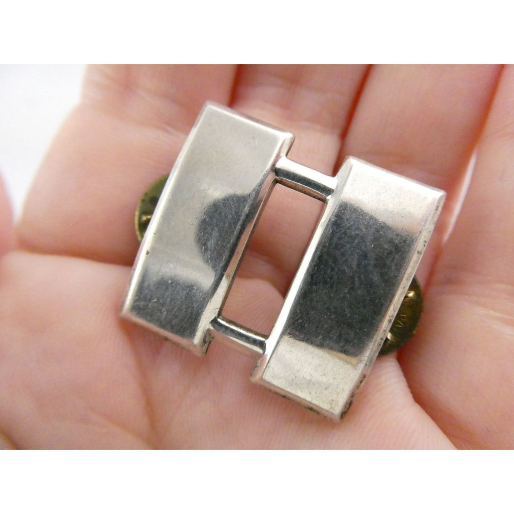 Vintage US Army Sterling Silver Double Bar Rank Pin US Military Vanguard 10g
