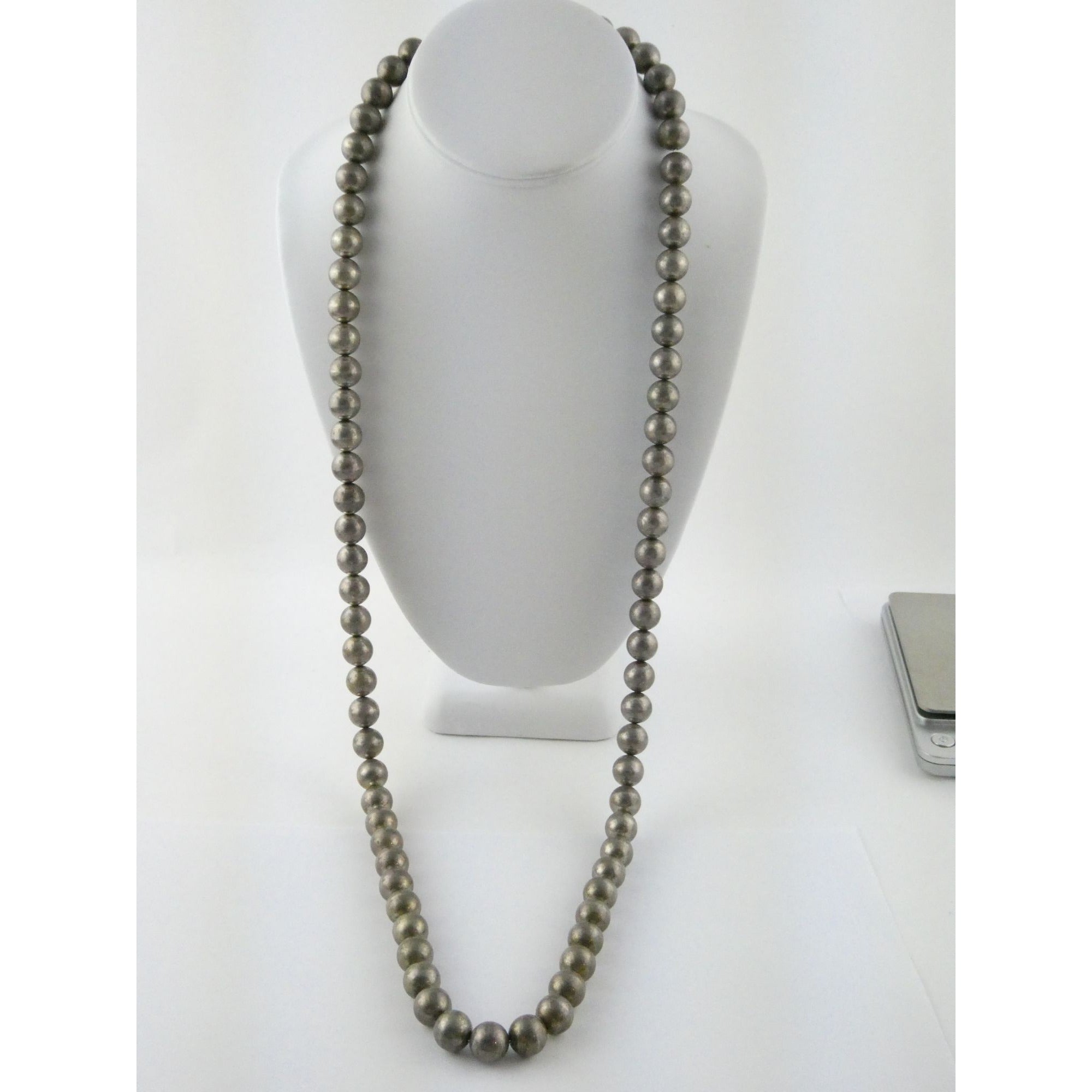 Vintage Jondell Spain Sterling Silver Bead Ball Necklace 37 Inches 107.7g 11.8mm