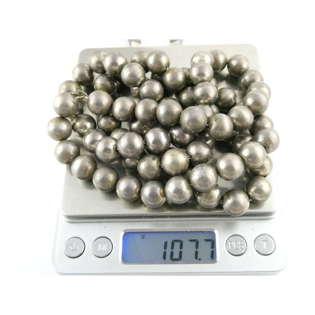 Vintage Jondell Spain Sterling Silver Bead Ball Necklace 37 Inches 107.7g 11.8mm