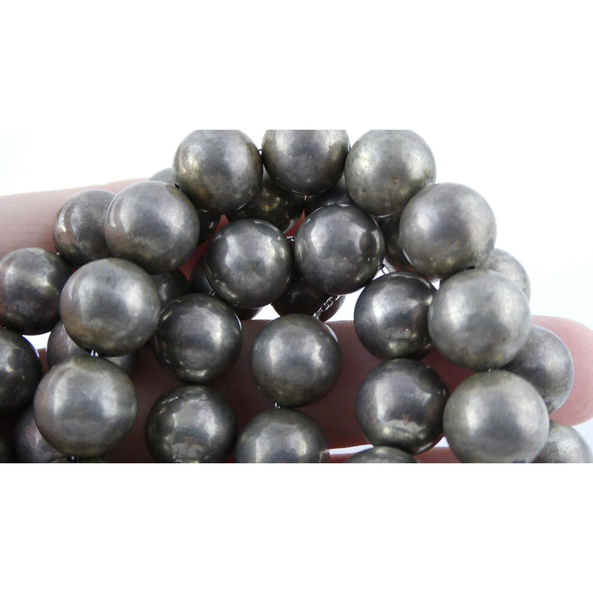 Vintage Jondell Spain Sterling Silver Bead Ball Necklace 37 Inches 107.7g 11.8mm