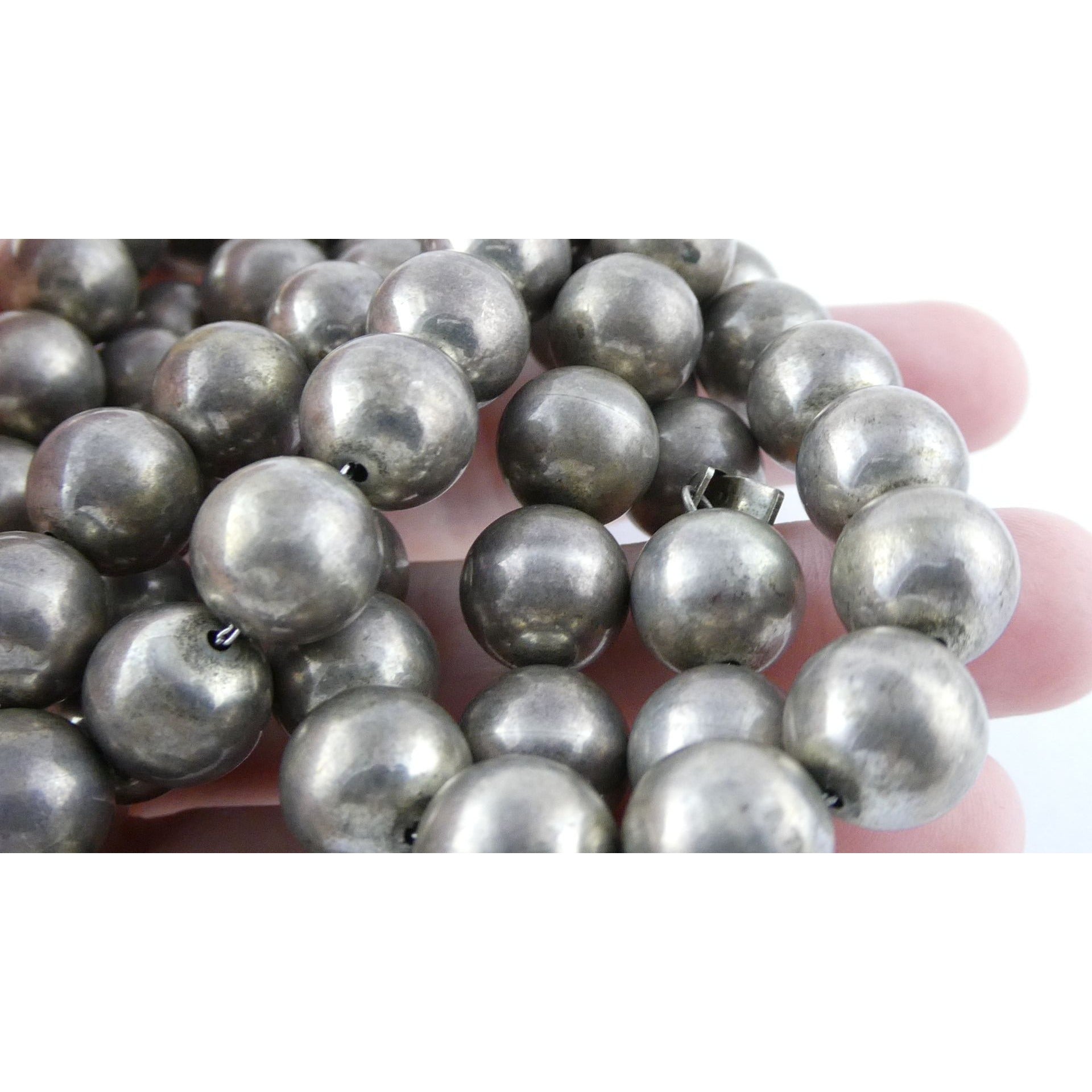 Vintage Jondell Spain Sterling Silver Bead Ball Necklace 37 Inches 107.7g 11.8mm