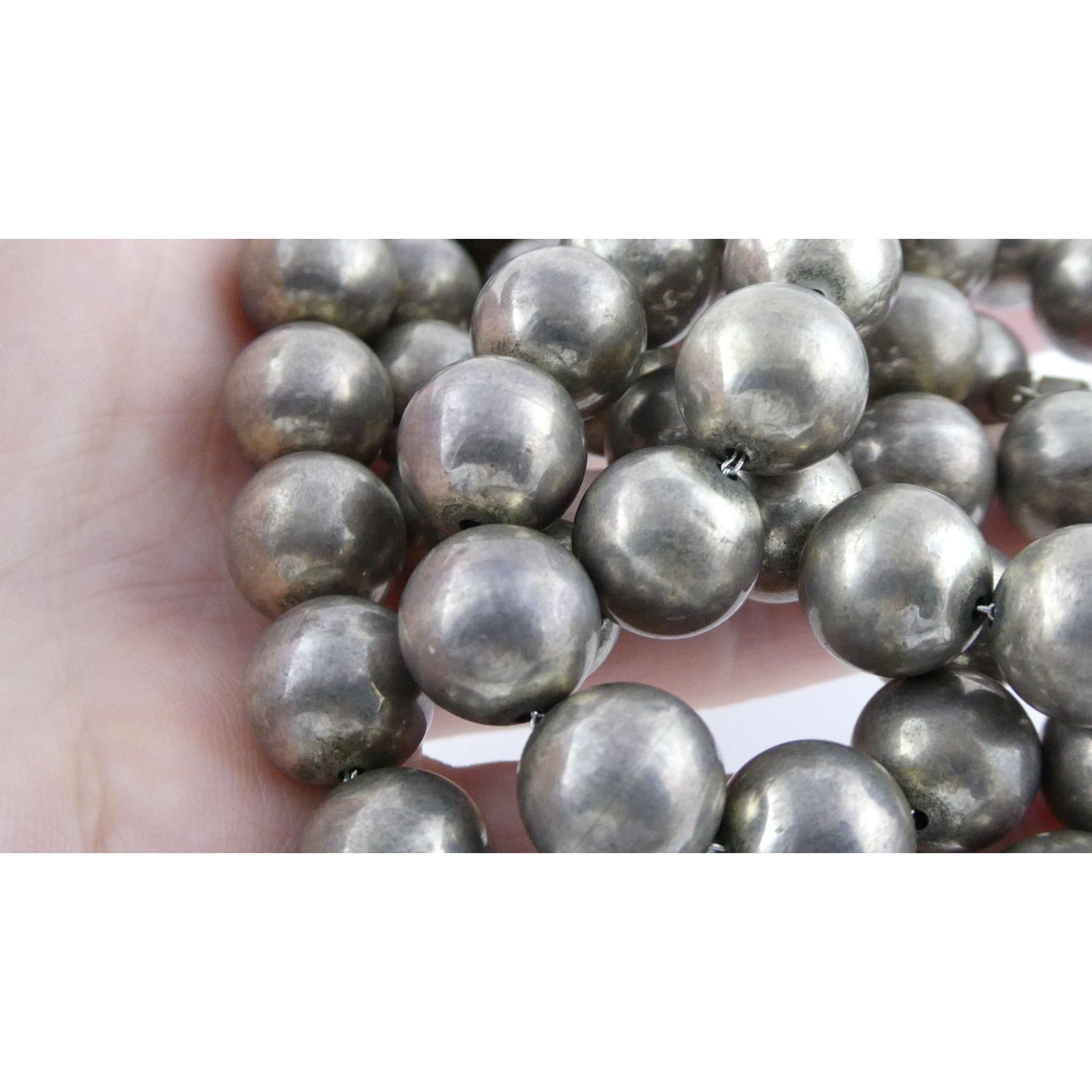 Vintage Jondell Spain Sterling Silver Bead Ball Necklace 37 Inches 107.7g 11.8mm