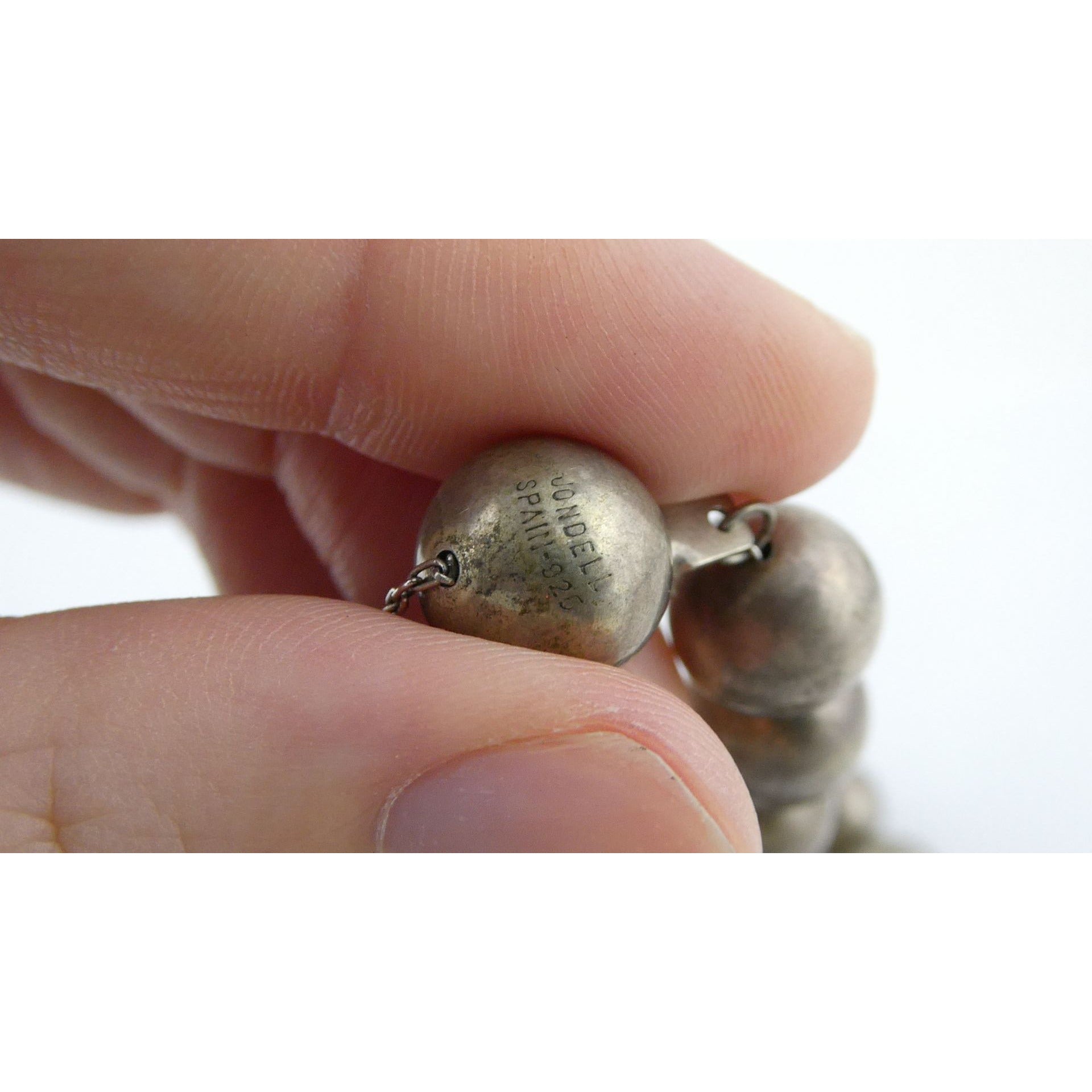 Vintage Jondell Spain Sterling Silver Bead Ball Necklace 37 Inches 107.7g 11.8mm