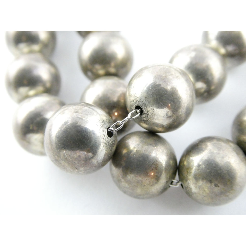 Vintage Jondell Spain Sterling Silver Bead Ball Necklace 37 Inches 107.7g 11.8mm