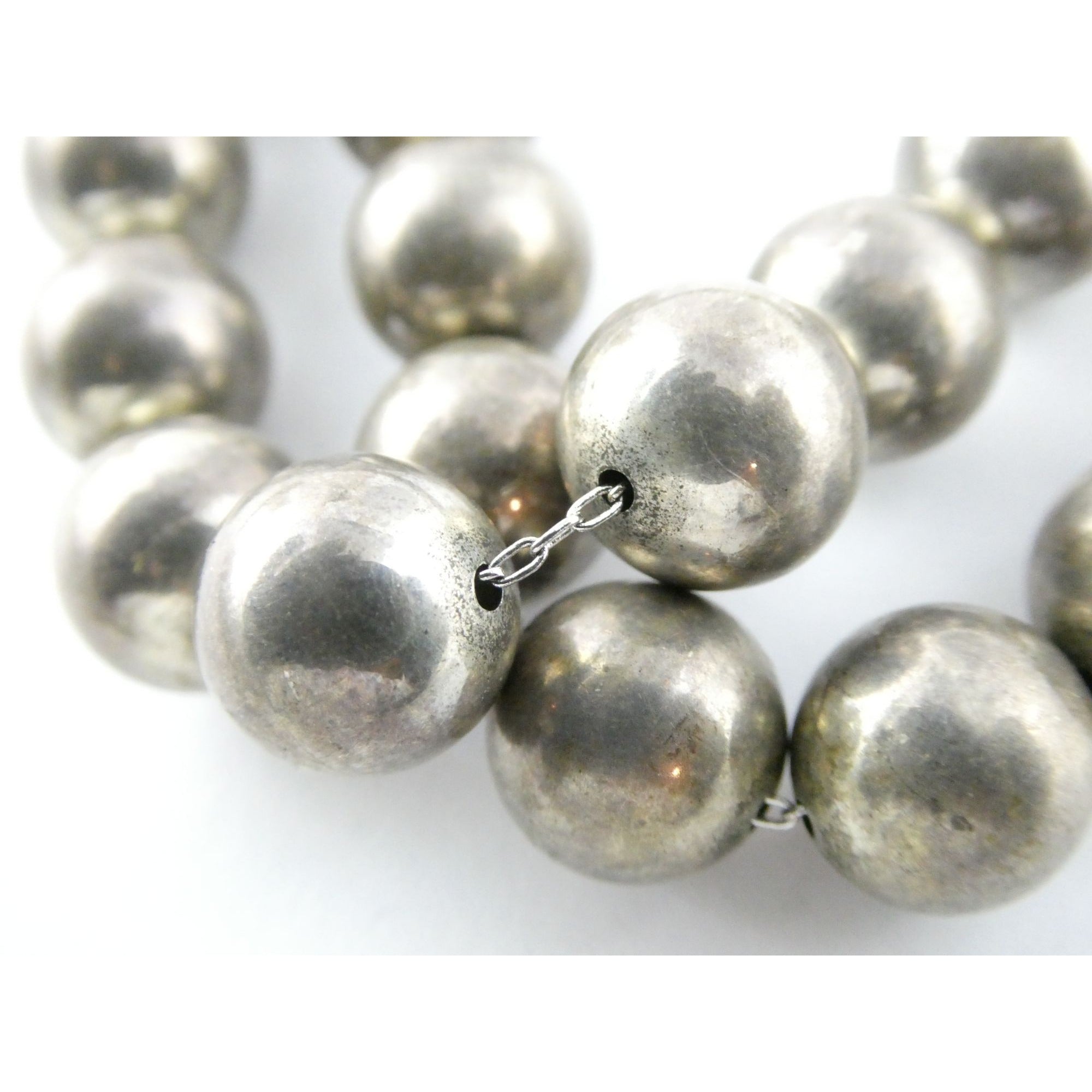 Vintage Jondell Spain Sterling Silver Bead Ball Necklace 37 Inches 107.7g 11.8mm
