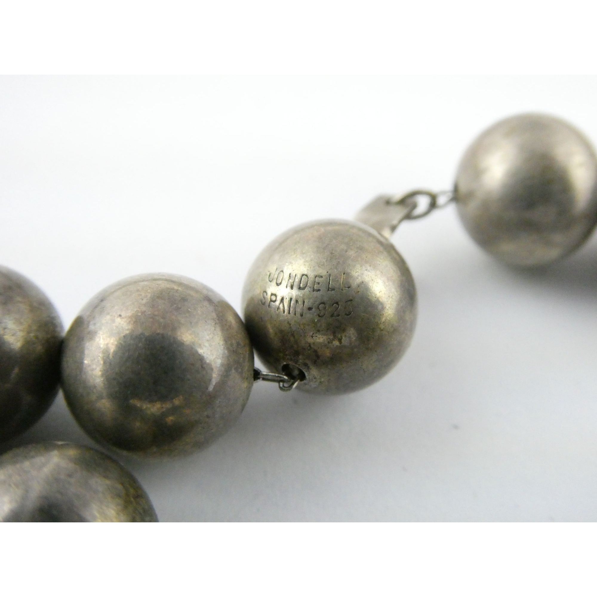 Vintage Jondell Spain Sterling Silver Bead Ball Necklace 37 Inches 107.7g 11.8mm