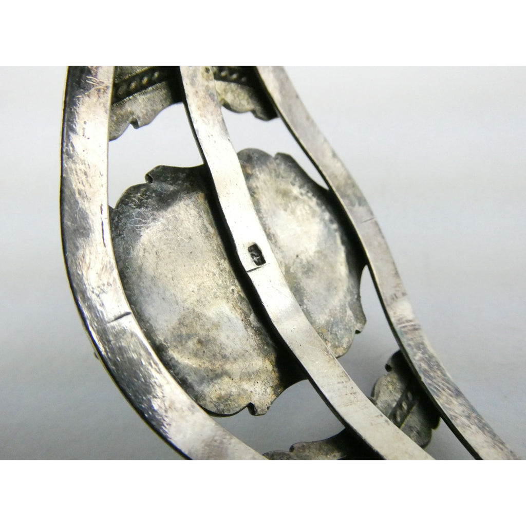 Southwestern Sterling Silver Turquoise Cabochon Cuff Bracelet 925 7.25 Inches