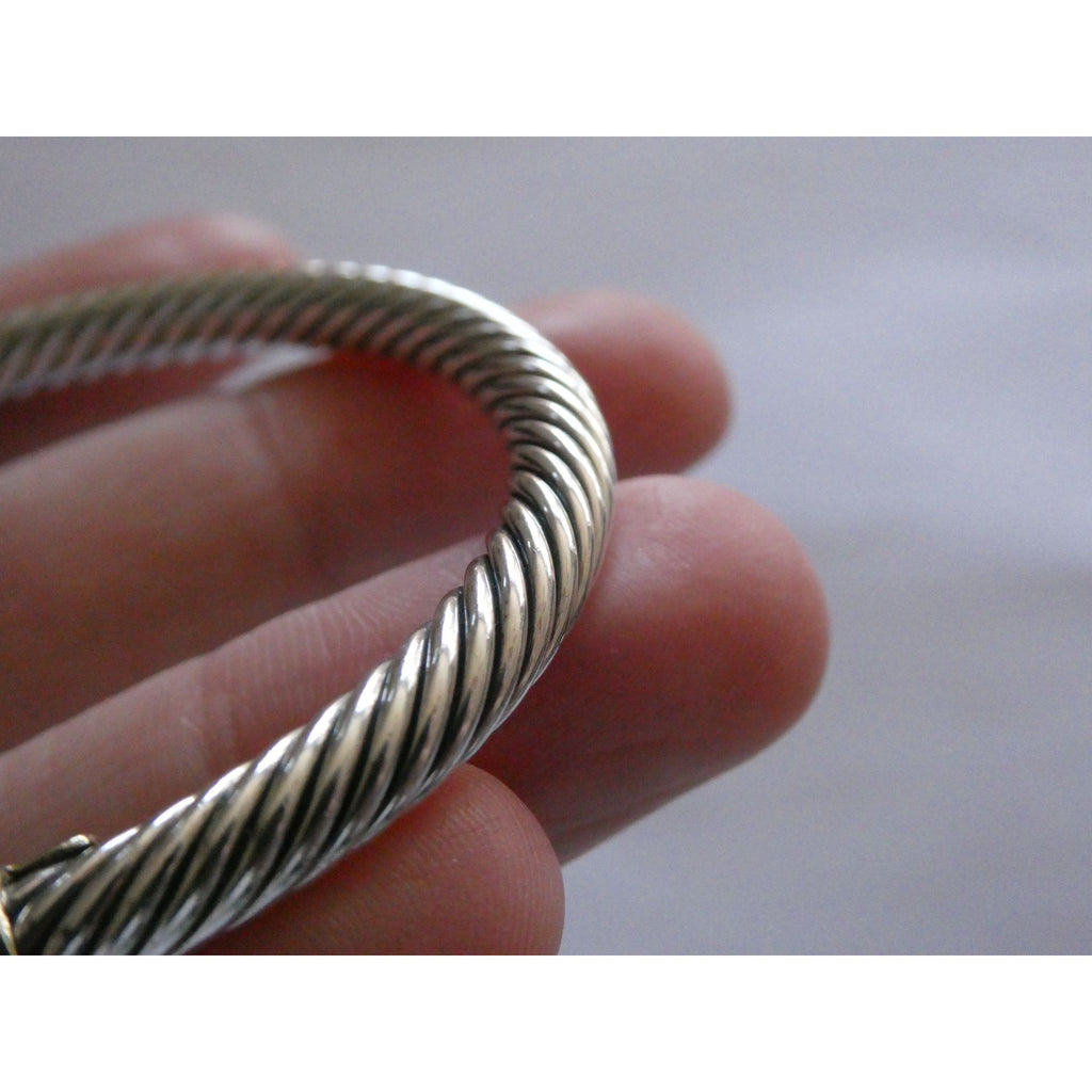 David Yurman Sterling Silver 14k Gold Classic Cable Bracelet with Peridot Tips