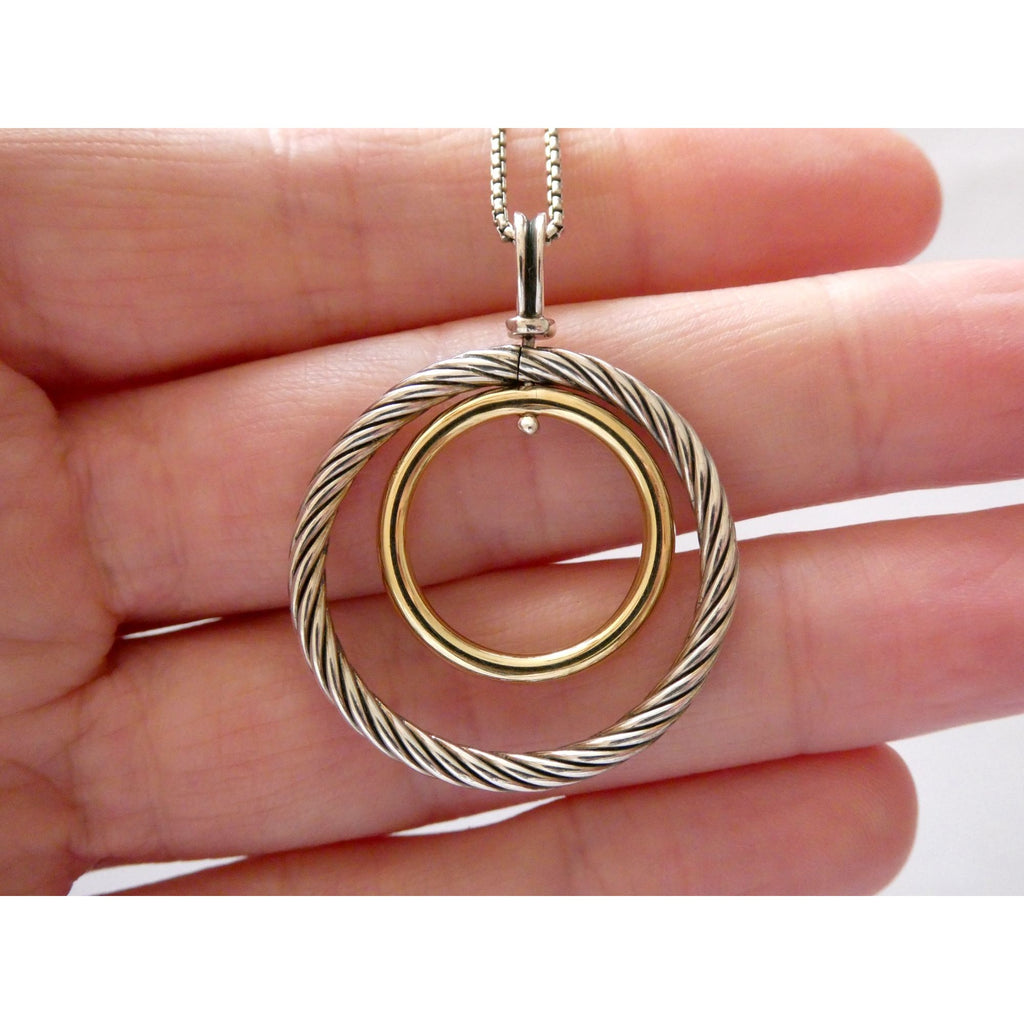 David Yurman Sterling Silver 14k Gold Mobile Pendant Necklace 9.7g 17.5 Inches