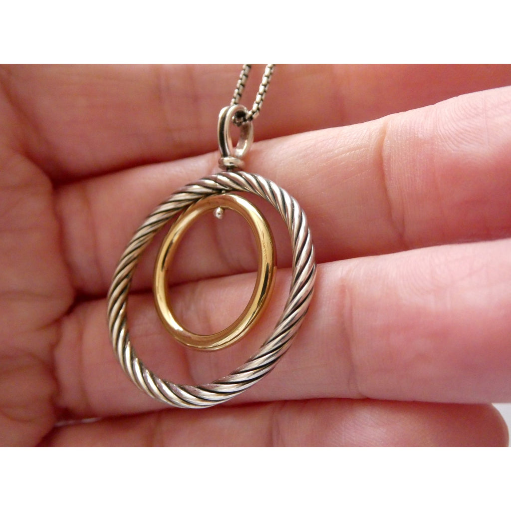 David Yurman Sterling Silver 14k Gold Mobile Pendant Necklace 9.7g 17.5 Inches