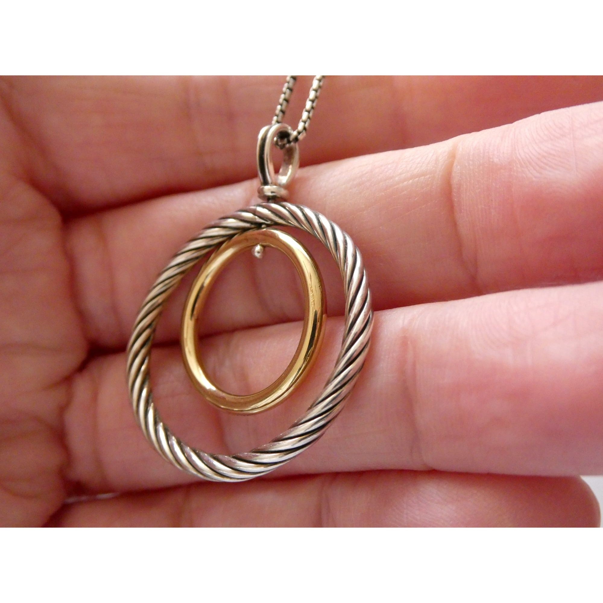 David Yurman Sterling Silver 14k Gold Mobile Pendant Necklace 9.7g 17.5 Inches