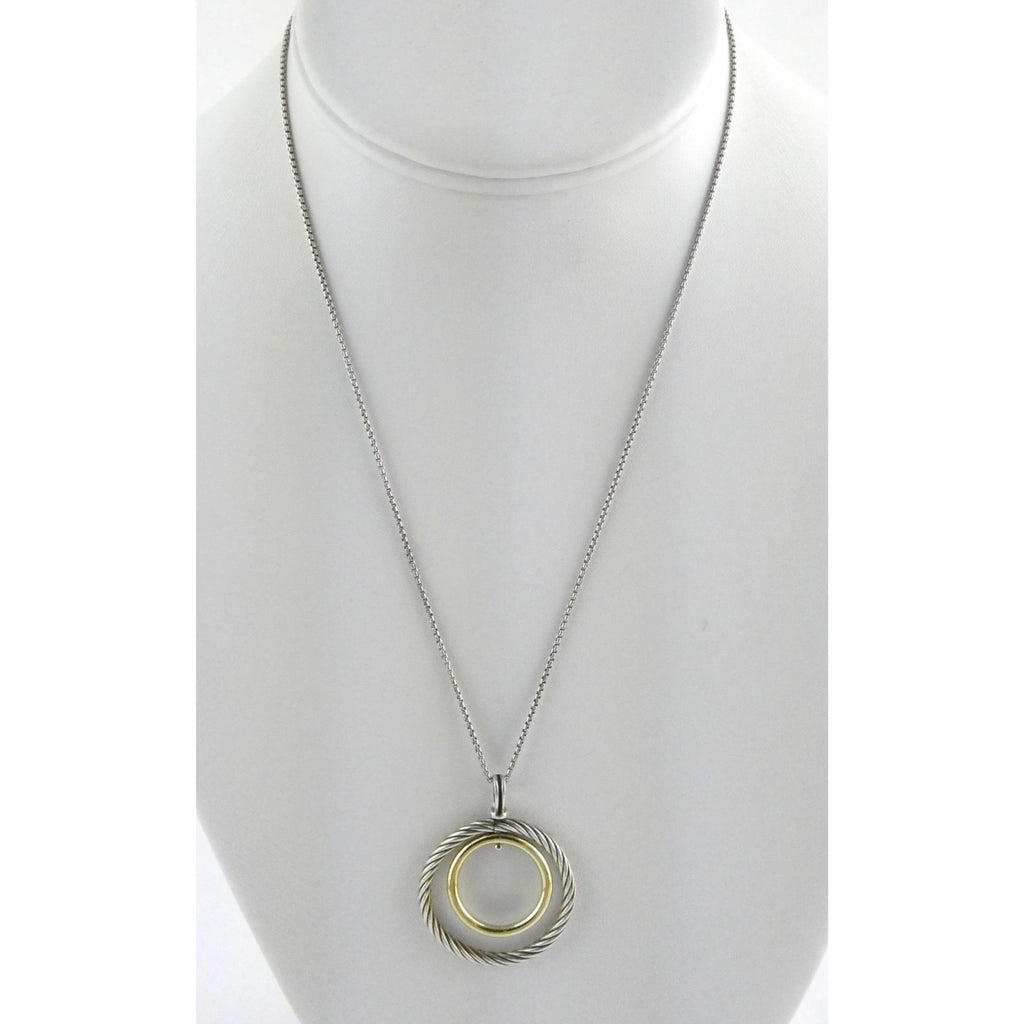 David Yurman Sterling Silver 14k Gold Mobile Pendant Necklace 9.7g 17.5 Inches