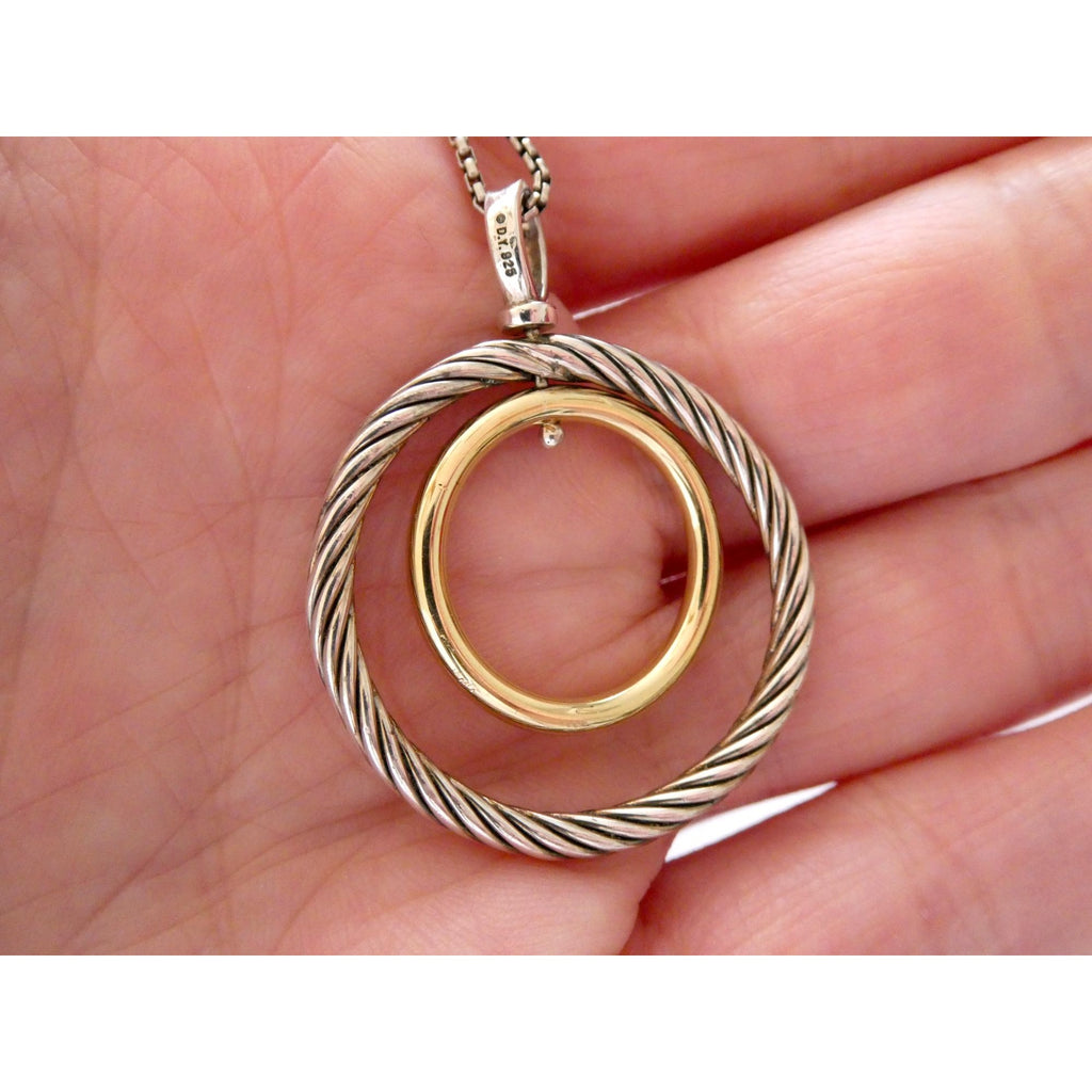 David Yurman Sterling Silver 14k Gold Mobile Pendant Necklace 9.7g 17.5 Inches