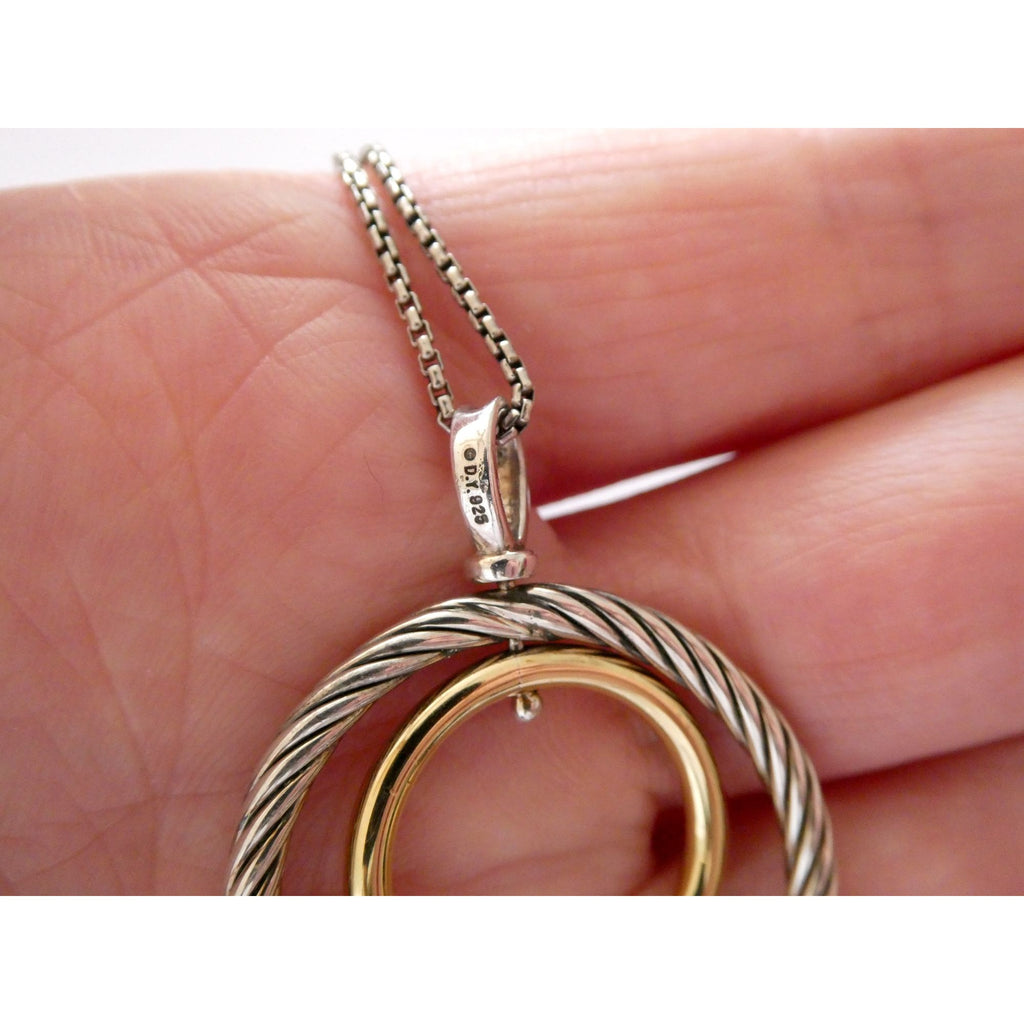 David Yurman Sterling Silver 14k Gold Mobile Pendant Necklace 9.7g 17.5 Inches