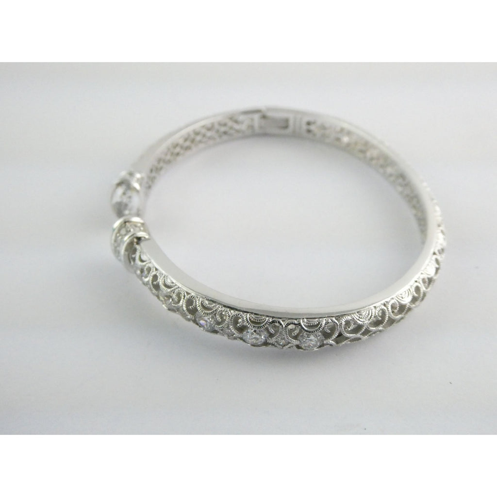 Tacori IVCZ Sterling Silver Epiphany Hinged Cuff Bracelet 27.2g Weight 7.75 Inch