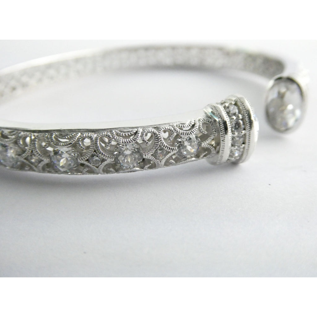 Tacori IVCZ Sterling Silver Epiphany Hinged Cuff Bracelet 27.2g Weight 7.75 Inch