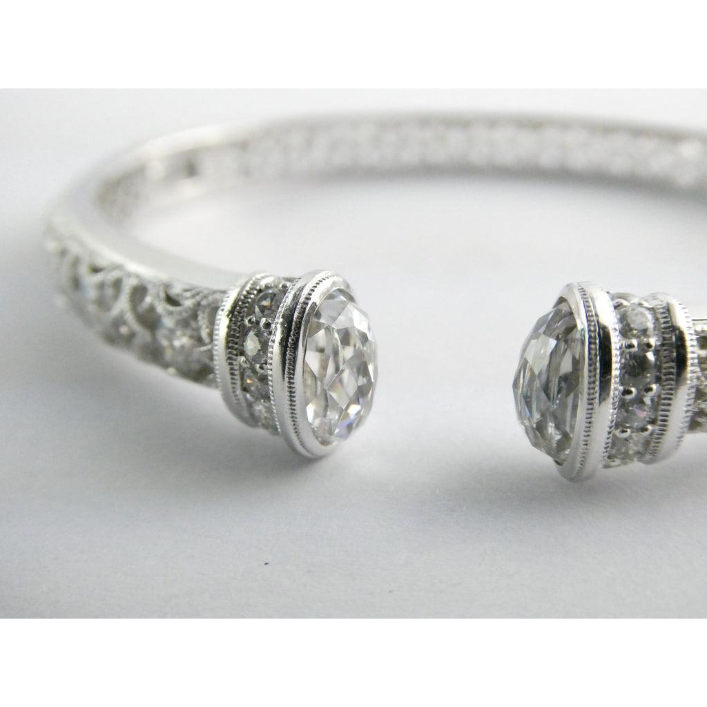 Tacori IVCZ Sterling Silver Epiphany Hinged Cuff Bracelet 27.2g Weight 7.75 Inch