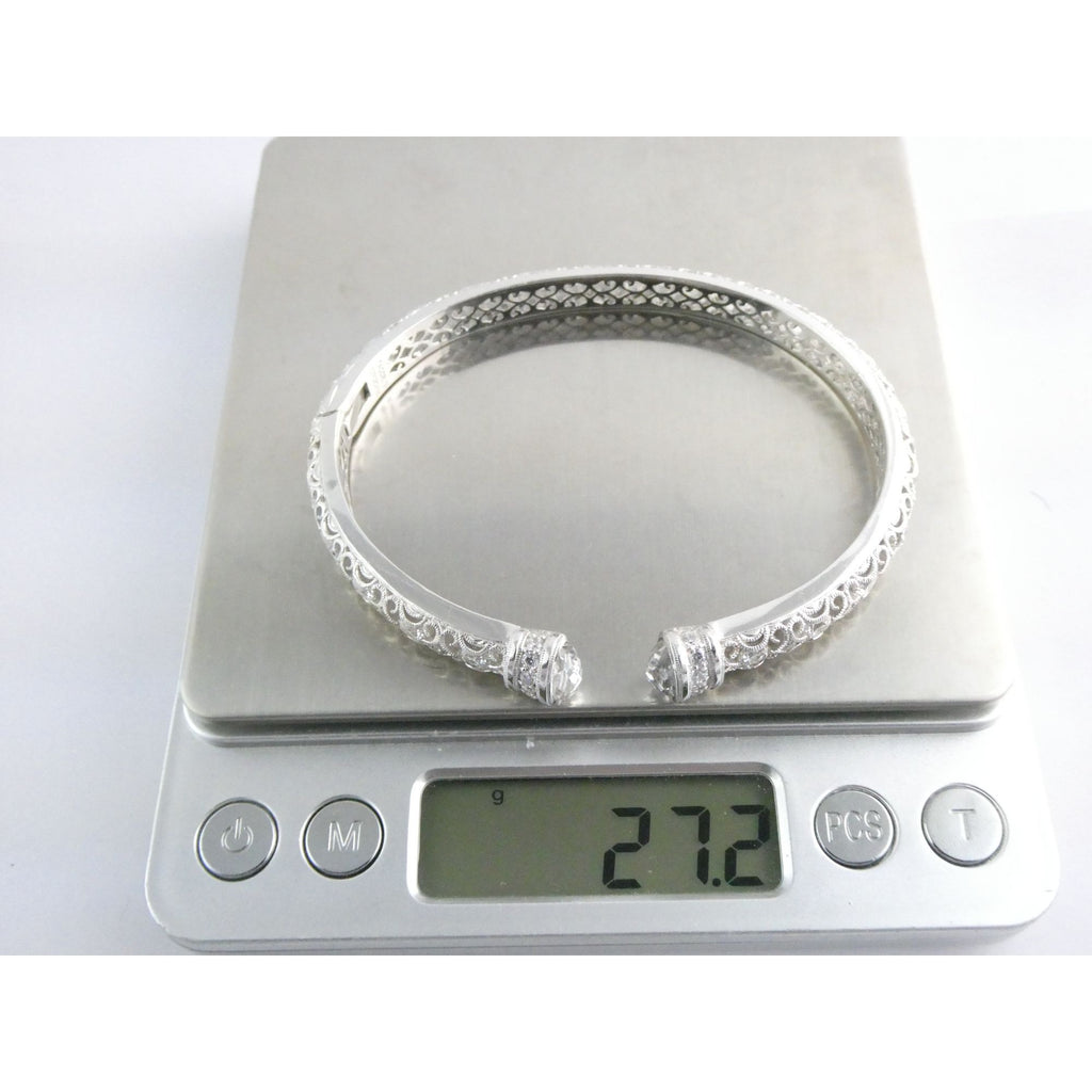 Tacori IVCZ Sterling Silver Epiphany Hinged Cuff Bracelet 27.2g Weight 7.75 Inch