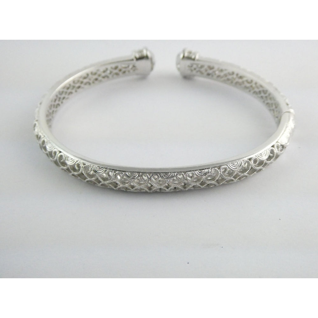 Tacori IVCZ Sterling Silver Epiphany Hinged Cuff Bracelet 27.2g Weight 7.75 Inch