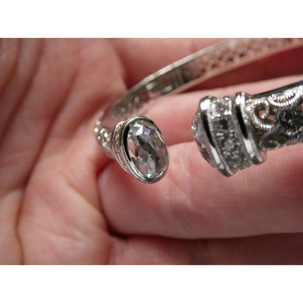 Tacori IVCZ Sterling Silver Epiphany Hinged Cuff Bracelet 27.2g Weight 7.75 Inch