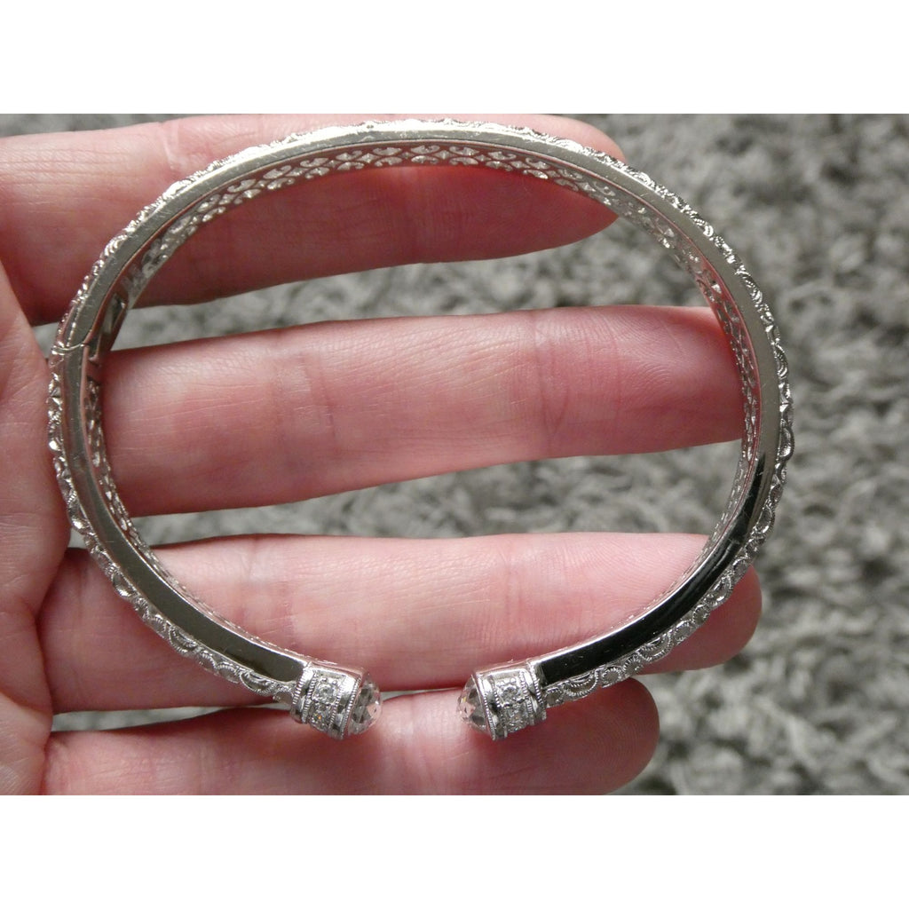 Tacori IVCZ Sterling Silver Epiphany Hinged Cuff Bracelet 27.2g Weight 7.75 Inch