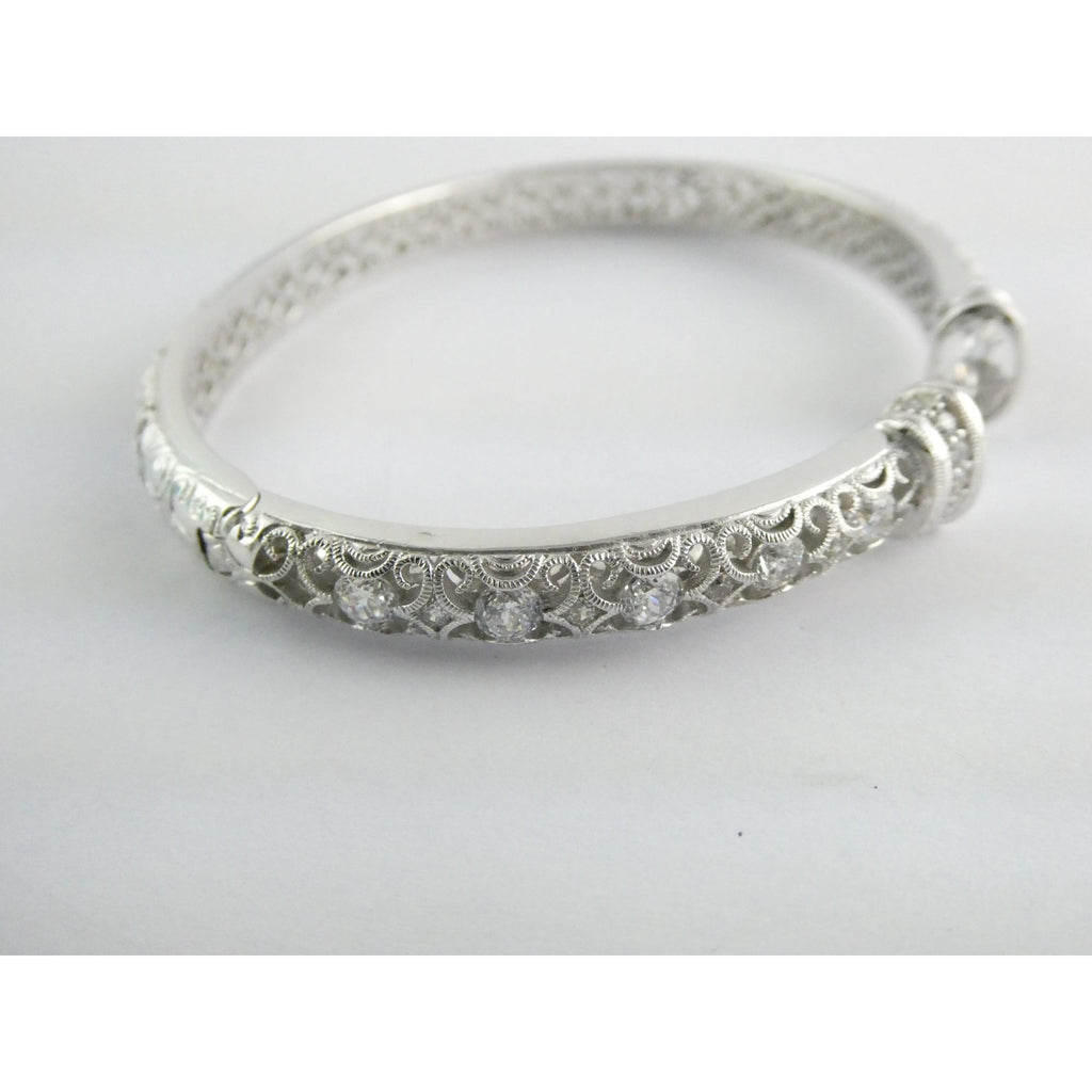 Tacori IVCZ Sterling Silver Epiphany Hinged Cuff Bracelet 27.2g Weight 7.75 Inch