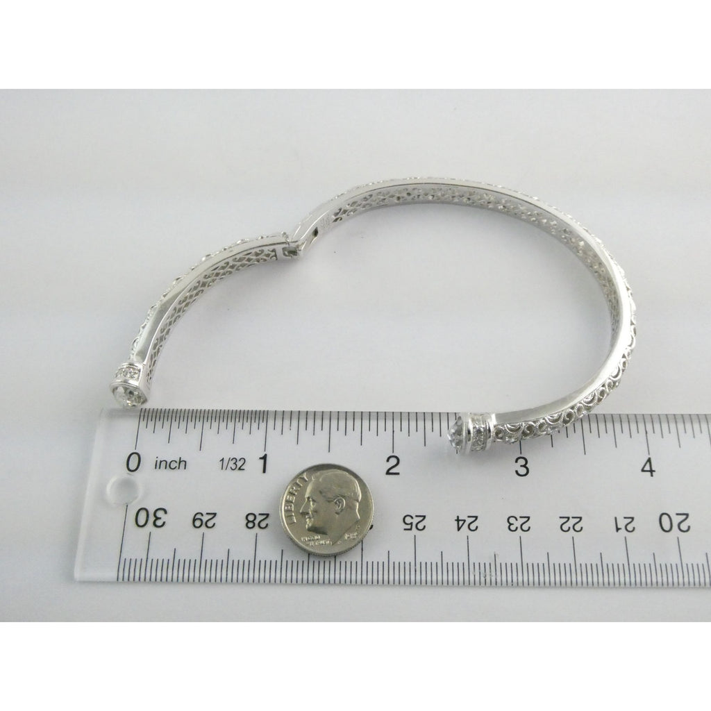Tacori IVCZ Sterling Silver Epiphany Hinged Cuff Bracelet 27.2g Weight 7.75 Inch
