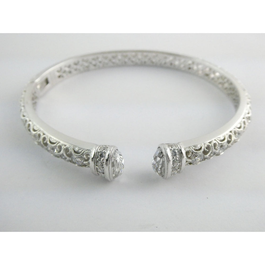 Tacori IVCZ Sterling Silver Epiphany Hinged Cuff Bracelet 27.2g Weight 7.75 Inch