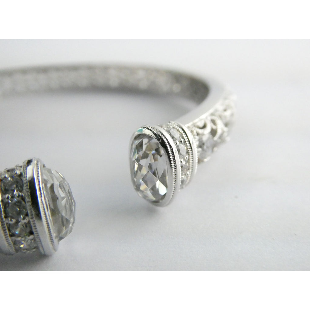 Tacori IVCZ Sterling Silver Epiphany Hinged Cuff Bracelet 27.2g Weight 7.75 Inch