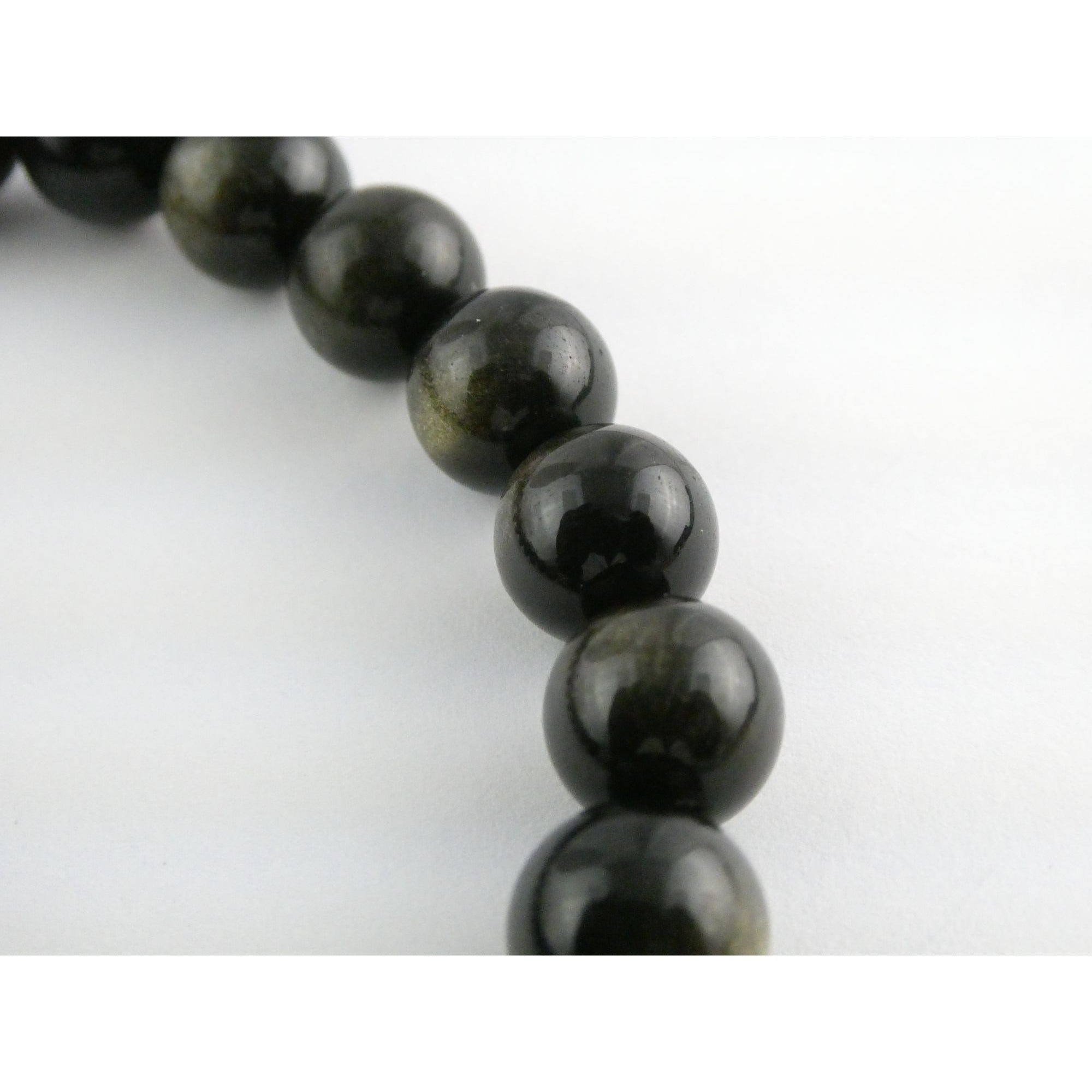 Lagos Golden Obsidian Sterling Silver Station Stretch Bead Bracelet 7 Inches 24g