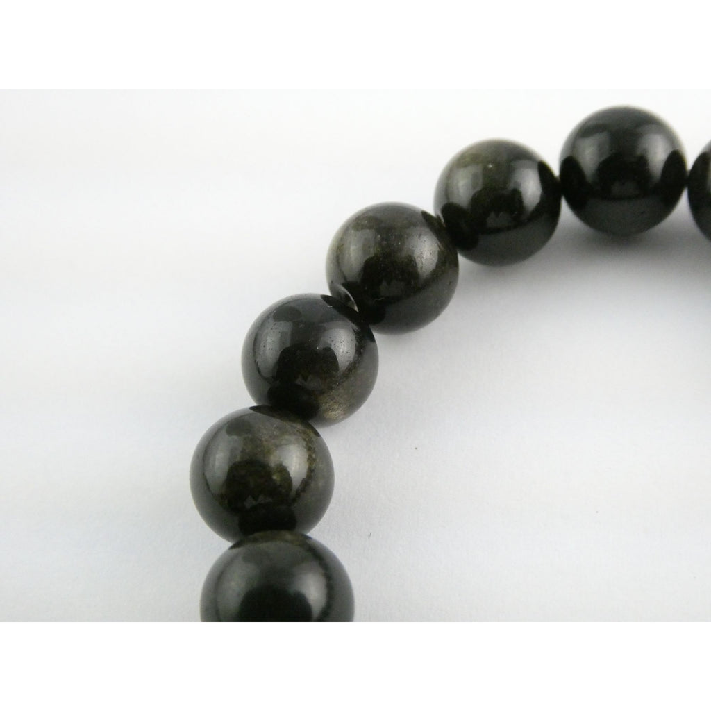 Lagos Golden Obsidian Sterling Silver Station Stretch Bead Bracelet 7 Inches 24g