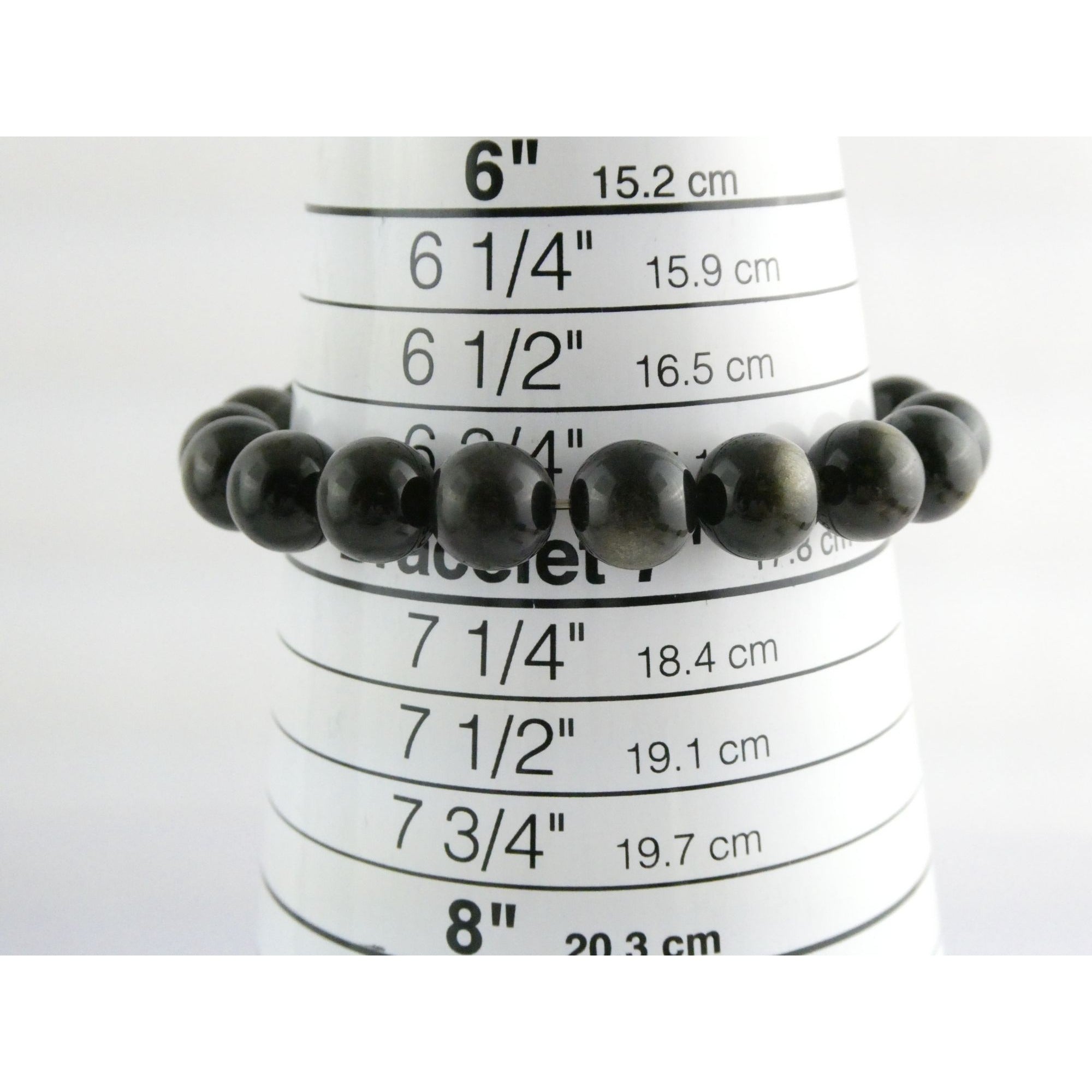 Lagos Golden Obsidian Sterling Silver Station Stretch Bead Bracelet 7 Inches 24g