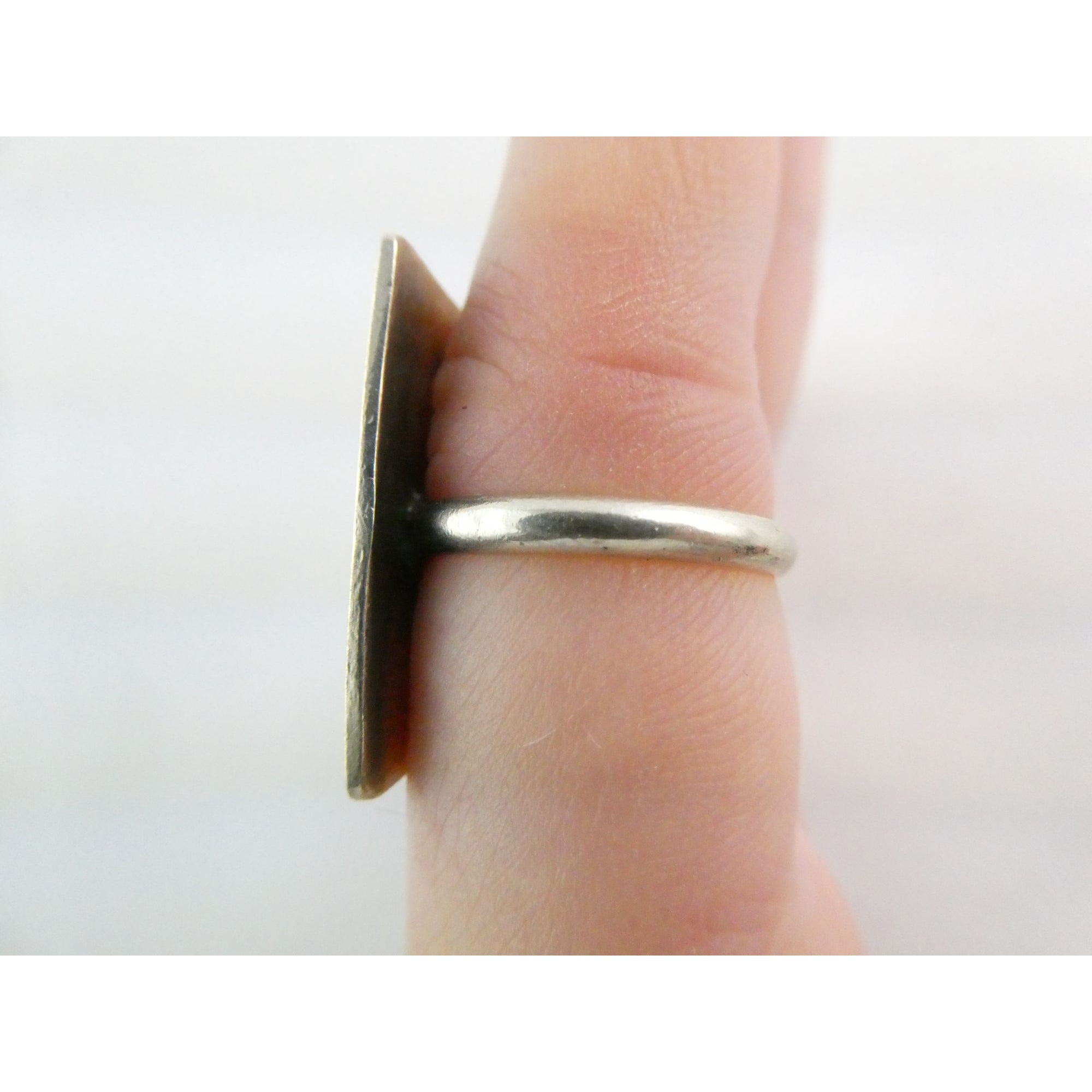 NA Zuni Randolph and Margie Ghahate Sterling Silver Cardinal Inlay Ring Size 7.5