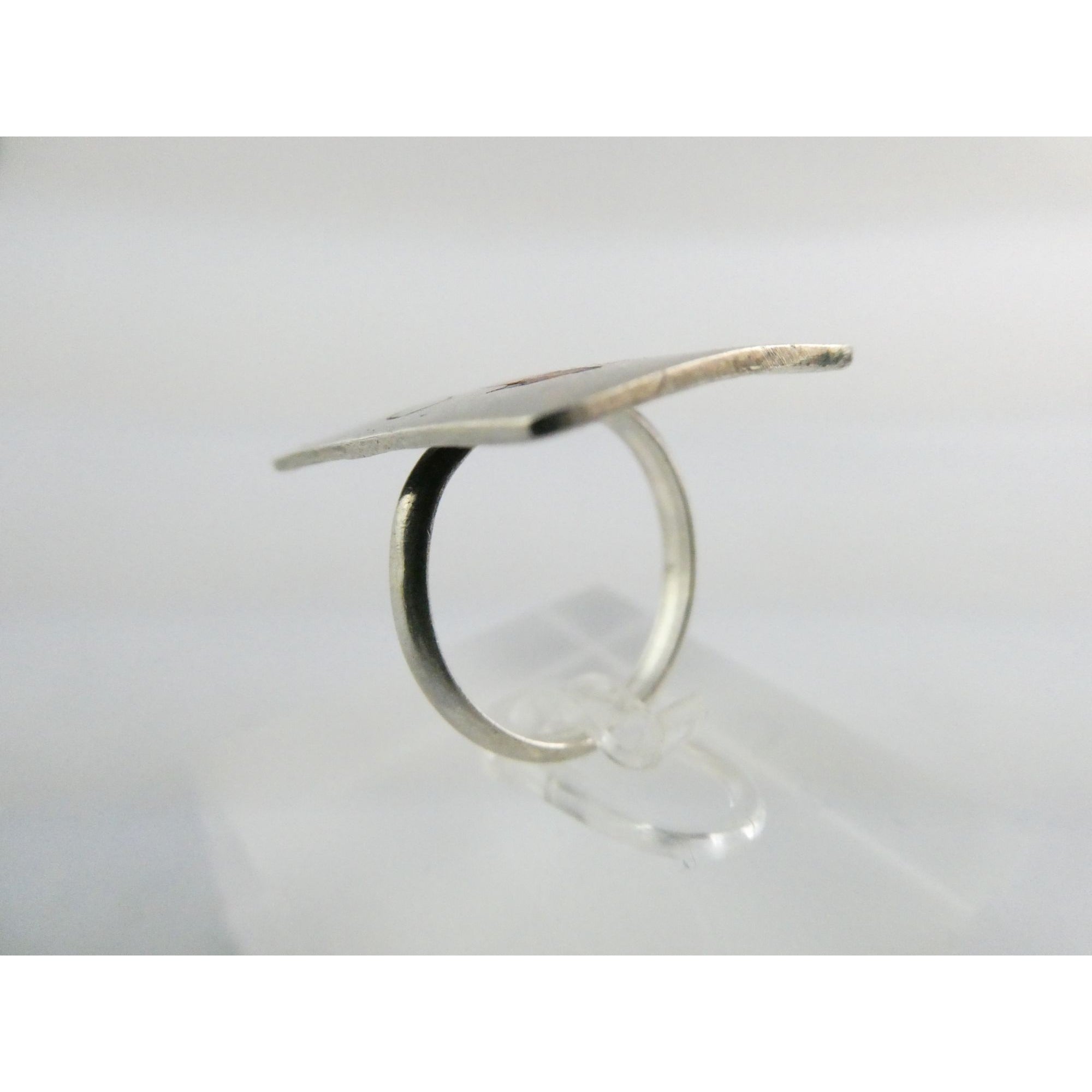 NA Zuni Randolph and Margie Ghahate Sterling Silver Cardinal Inlay Ring Size 7.5
