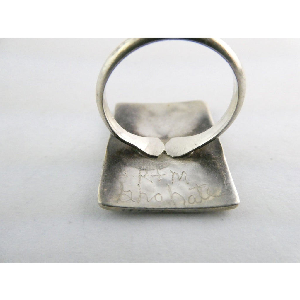 NA Zuni Randolph and Margie Ghahate Sterling Silver Cardinal Inlay Ring Size 7.5