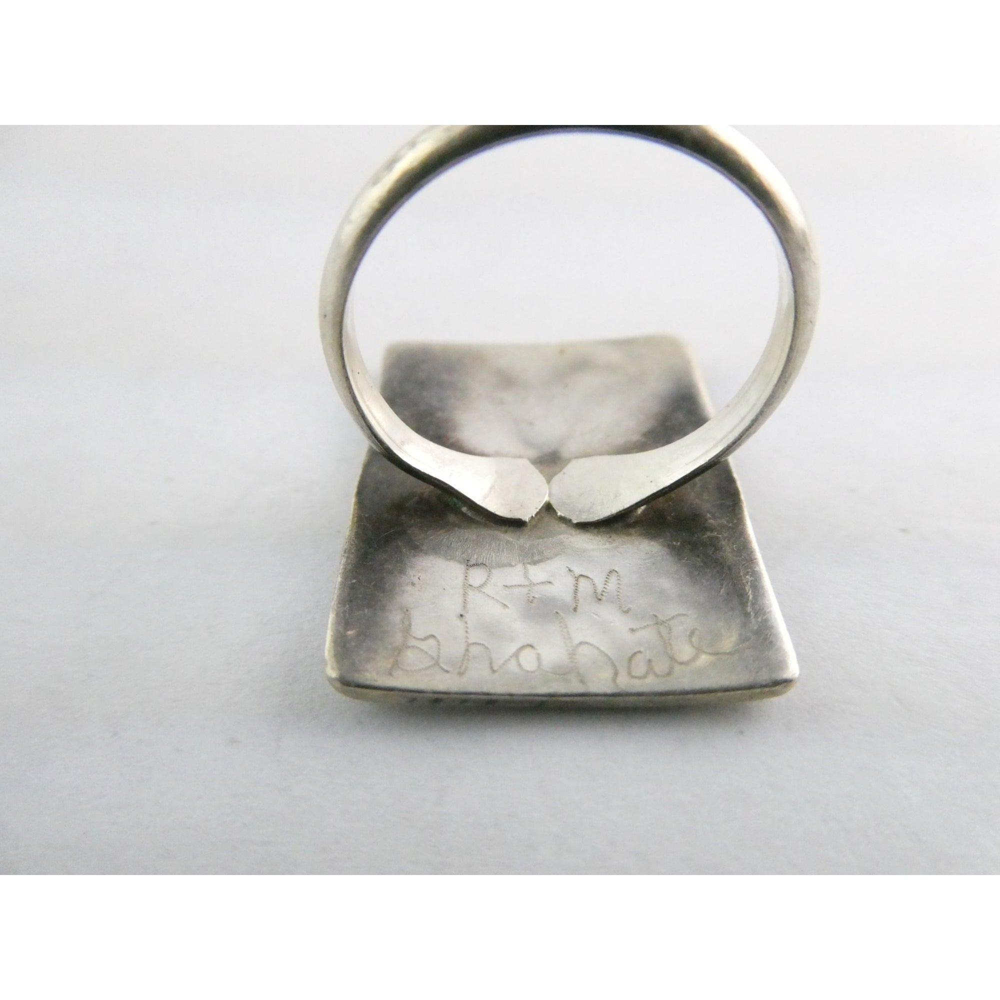 NA Zuni Randolph and Margie Ghahate Sterling Silver Cardinal Inlay Ring Size 7.5