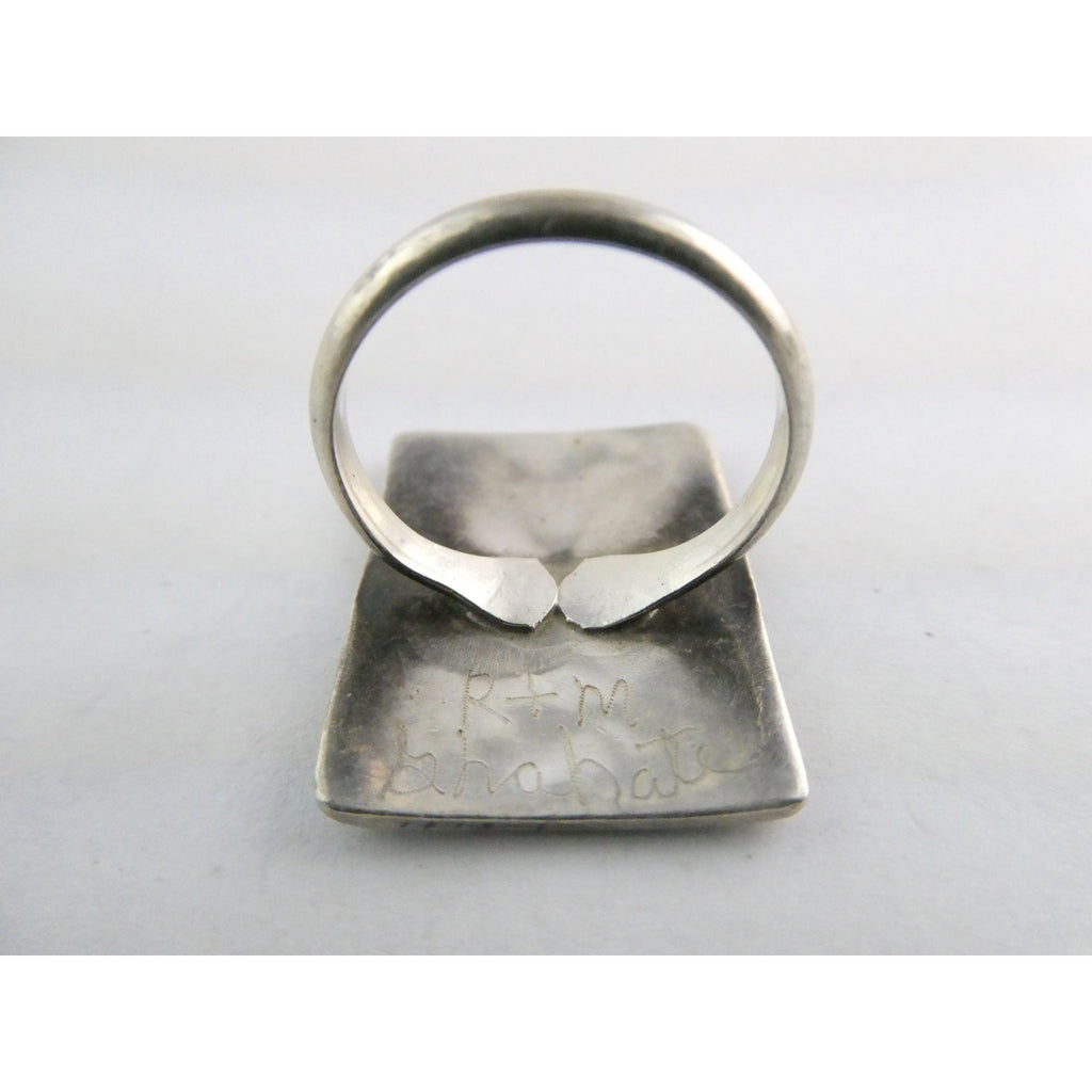 NA Zuni Randolph and Margie Ghahate Sterling Silver Cardinal Inlay Ring Size 7.5