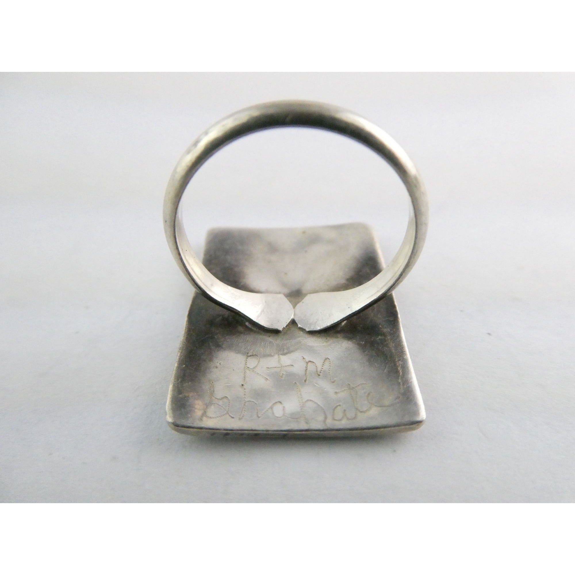 NA Zuni Randolph and Margie Ghahate Sterling Silver Cardinal Inlay Ring Size 7.5