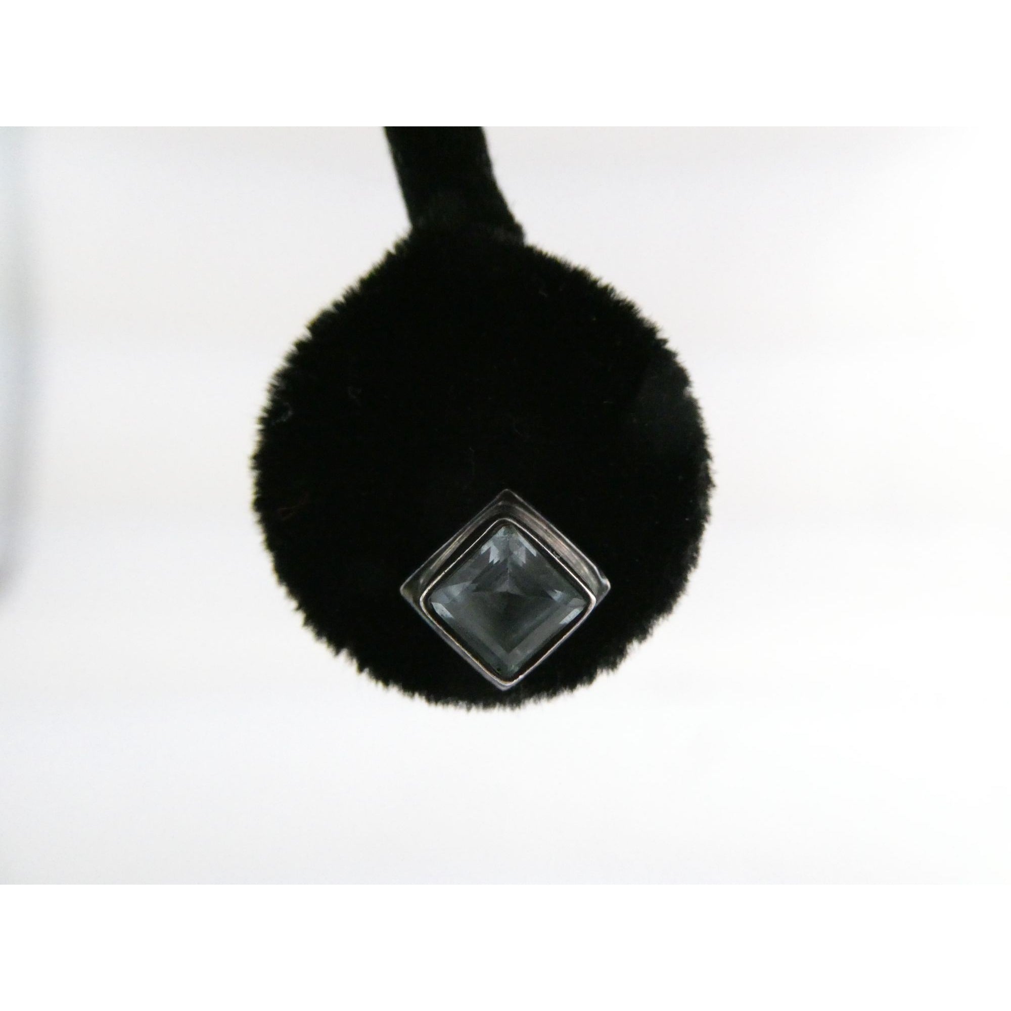 Sterling Silver Square Cut Blue Topaz Stud Earrings 2.5g 7mm Size