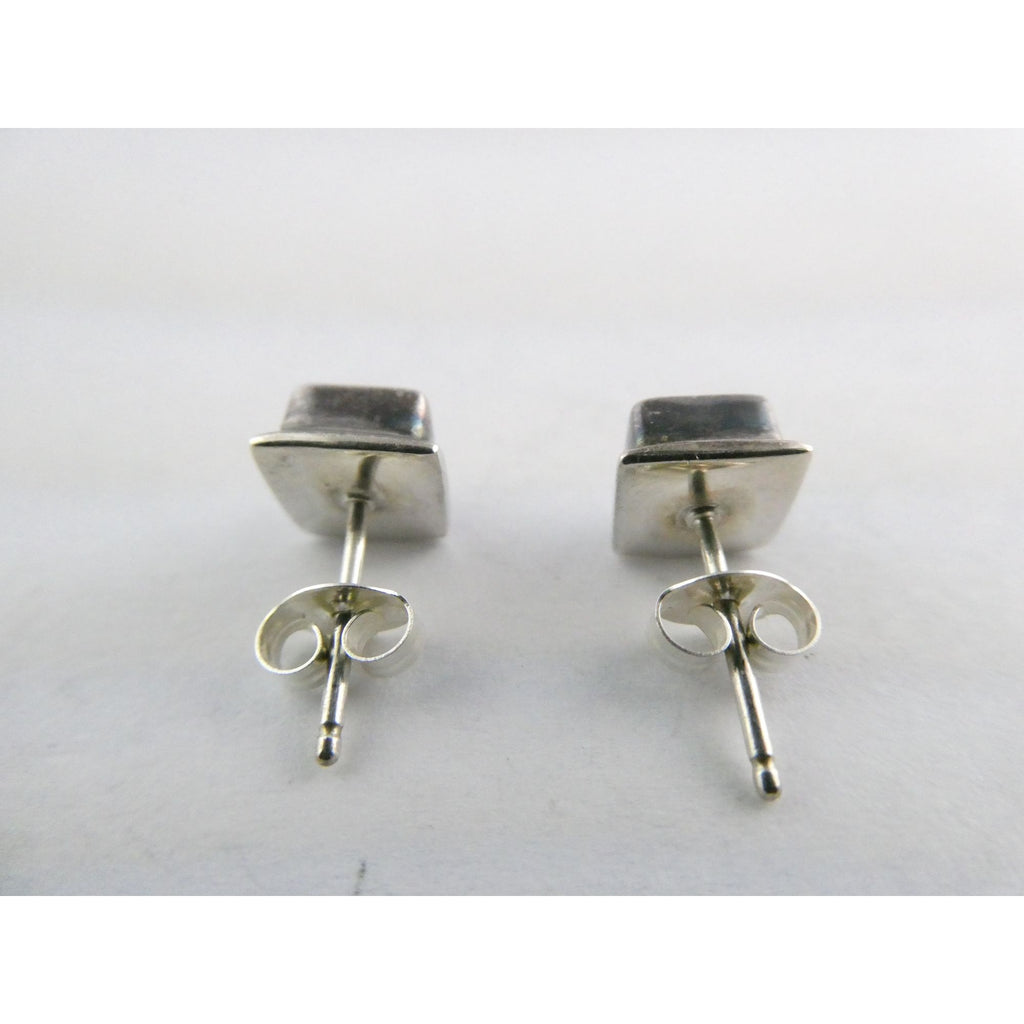 Sterling Silver Square Cut Blue Topaz Stud Earrings 2.5g 7mm Size