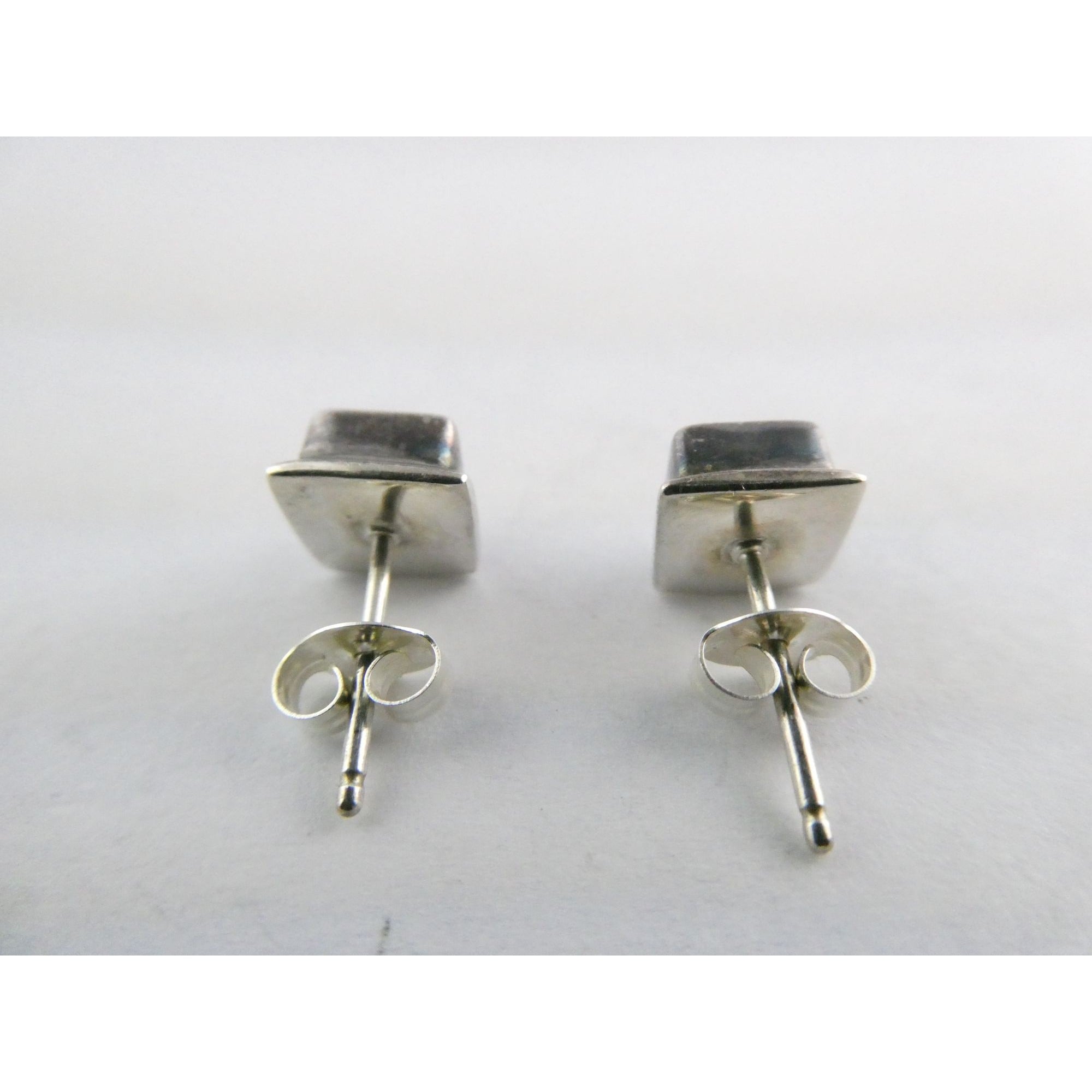 Sterling Silver Square Cut Blue Topaz Stud Earrings 2.5g 7mm Size
