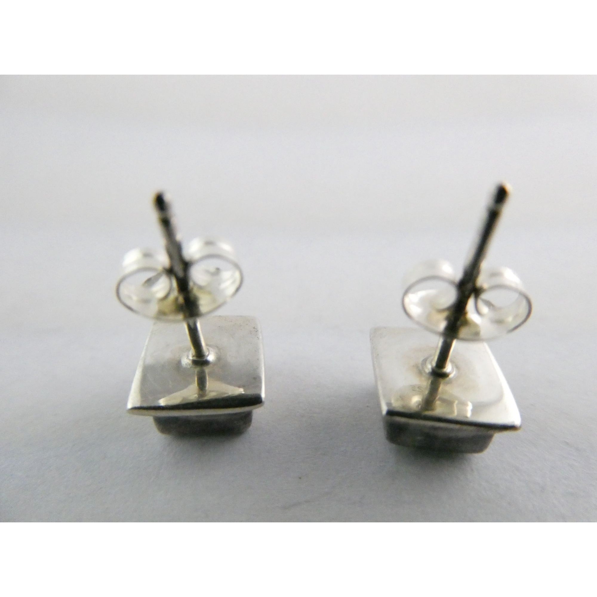 Sterling Silver Square Cut Blue Topaz Stud Earrings 2.5g 7mm Size
