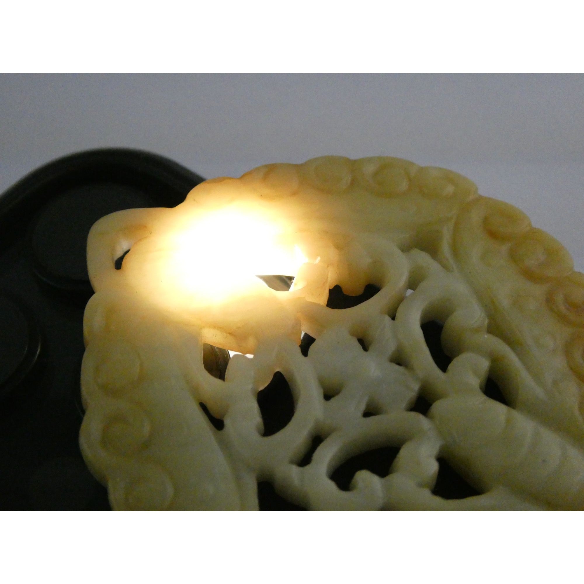 Vintage White Carved Nephrite jade Butterfly Pendant or Talisman 22.9g 2.5In