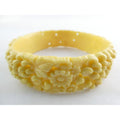 Vintage Celluloid Plastic Floral Bangle Bracelet 7.75 Inch Fit 20.6 Grams Weight
